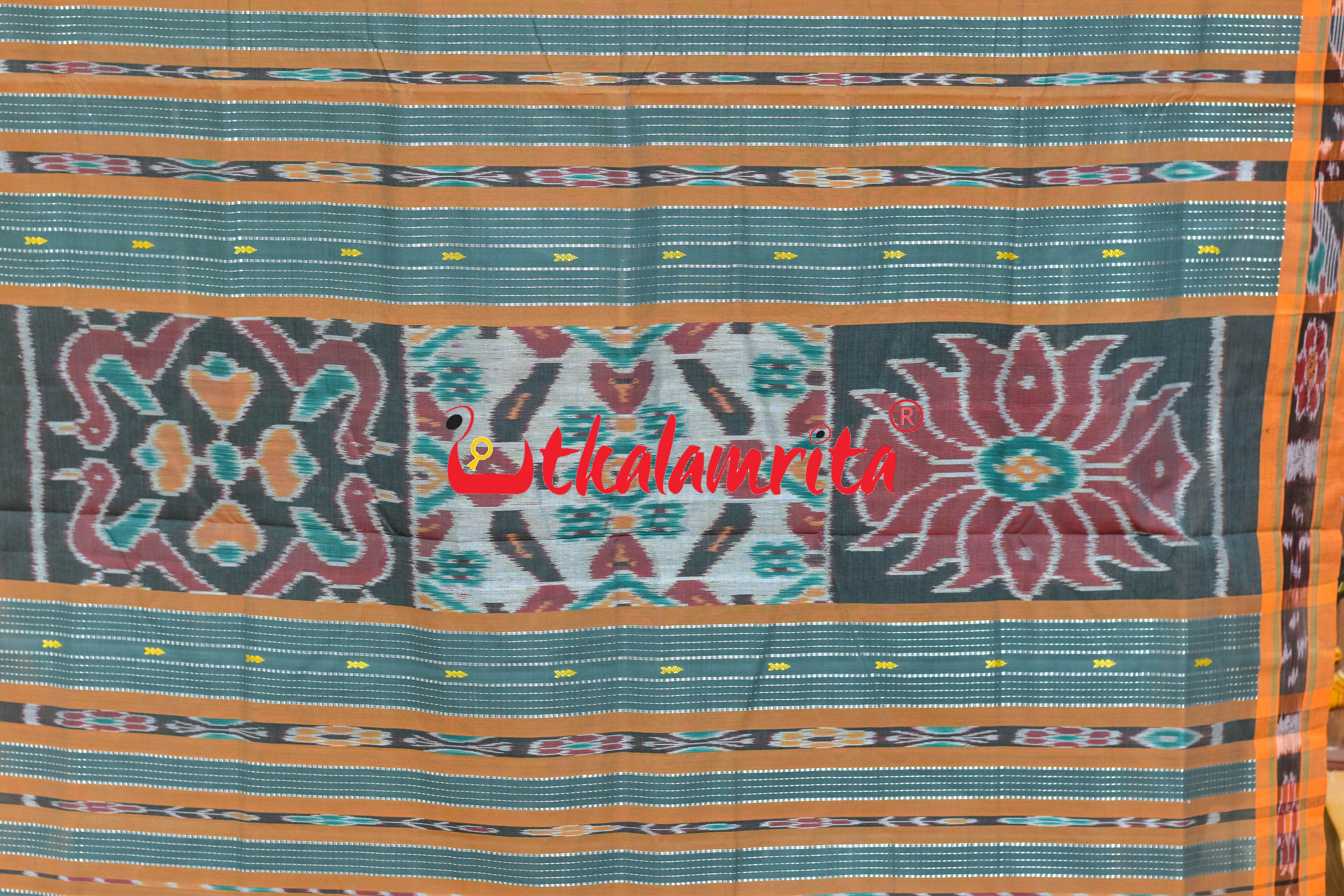 Grey Rust Chadhei Pittala Single Cotton Saree