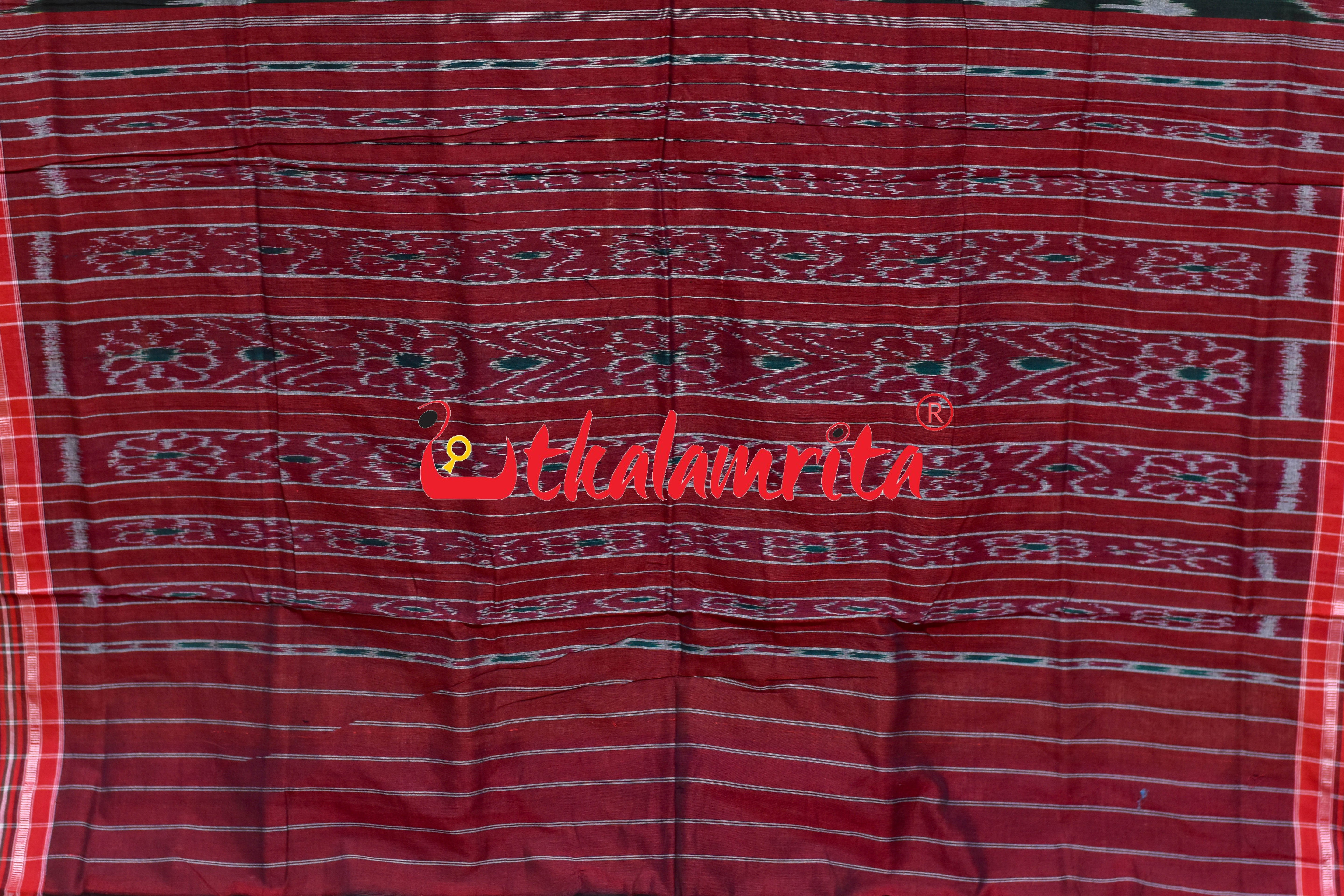 Green Chhatu Design Khandua Cotton Saree