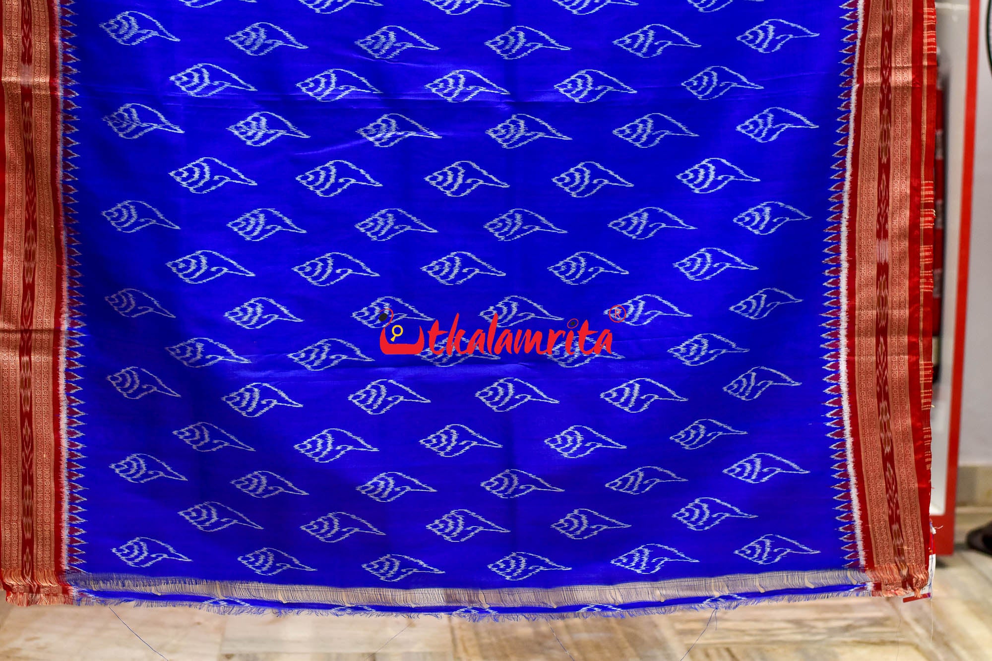 Blue Sankha Khandua Silk Saree