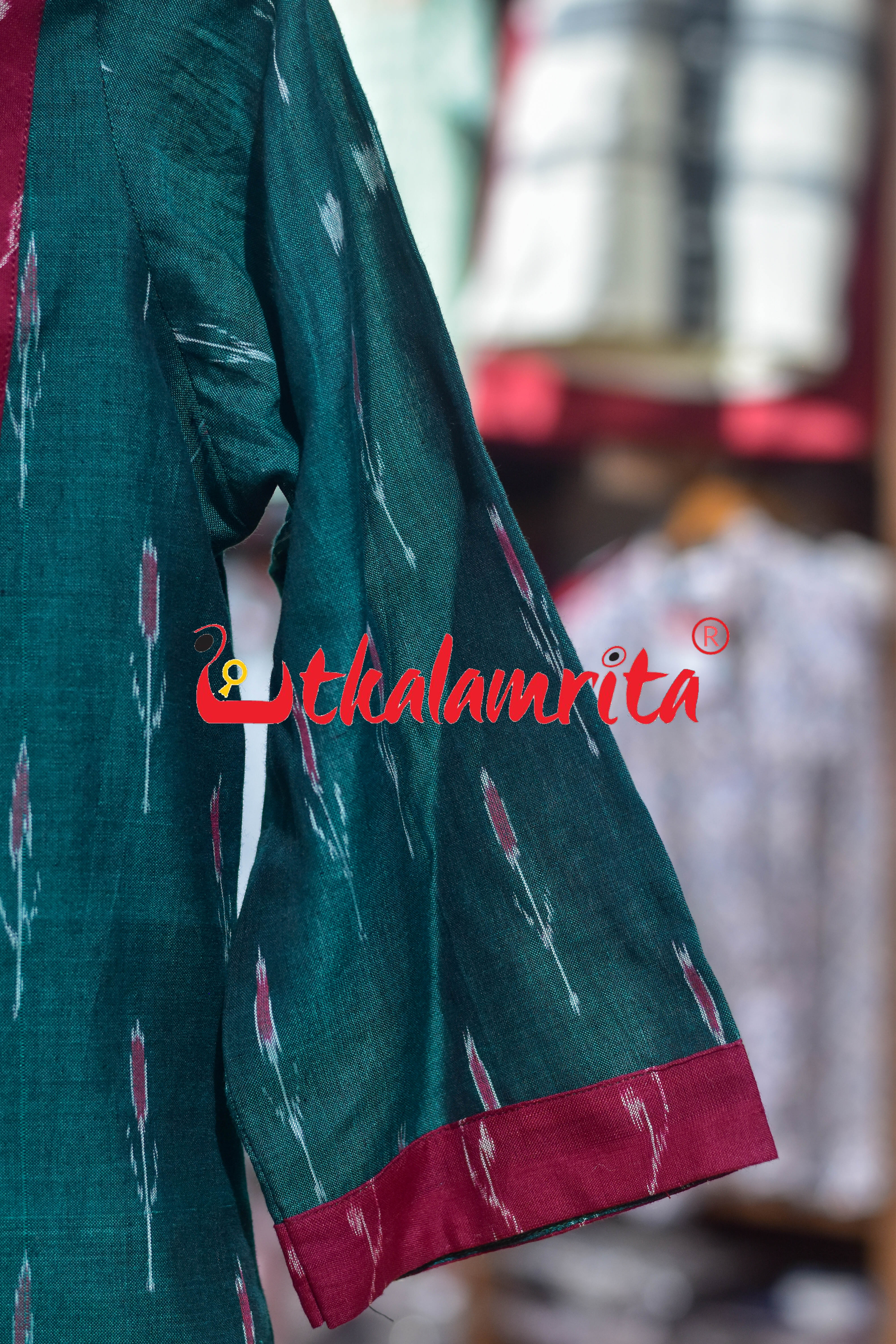 Bottle Green Labanga Bandha Tipa Lata (Ladies' Short Kurti)