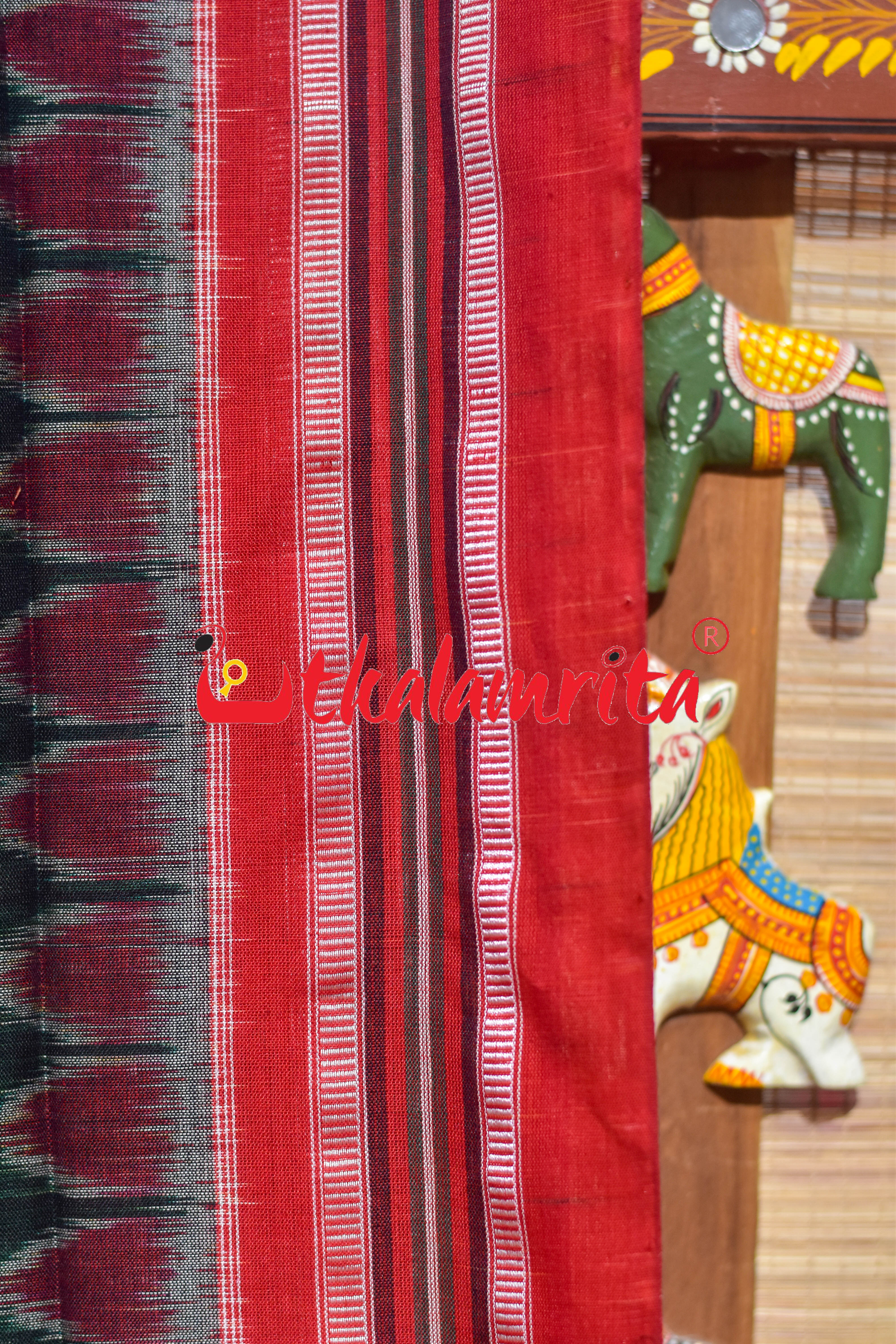 Green Chhatu Design Khandua Cotton Saree