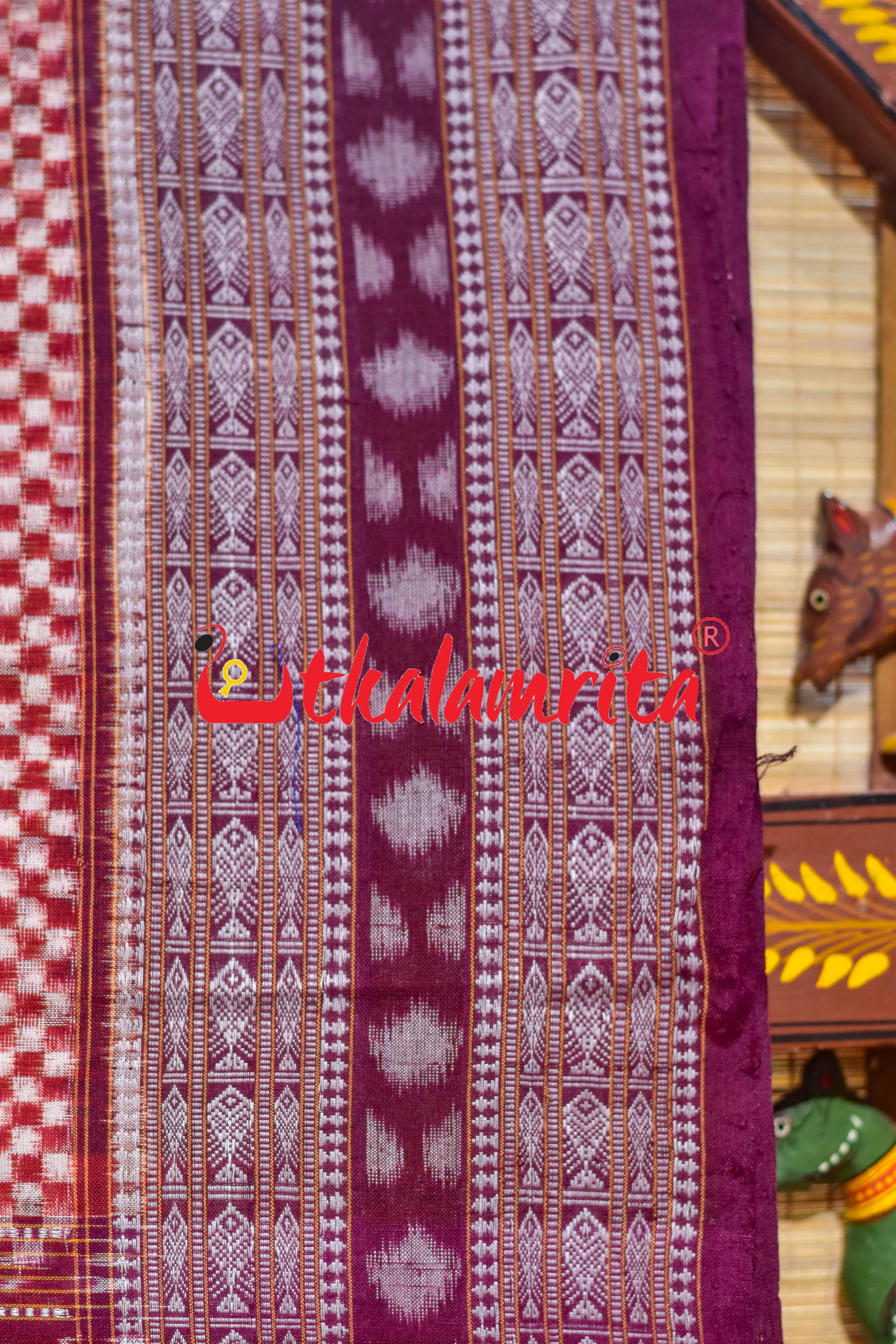 Brown Maroon Special Sambalpuri Cotton Saree