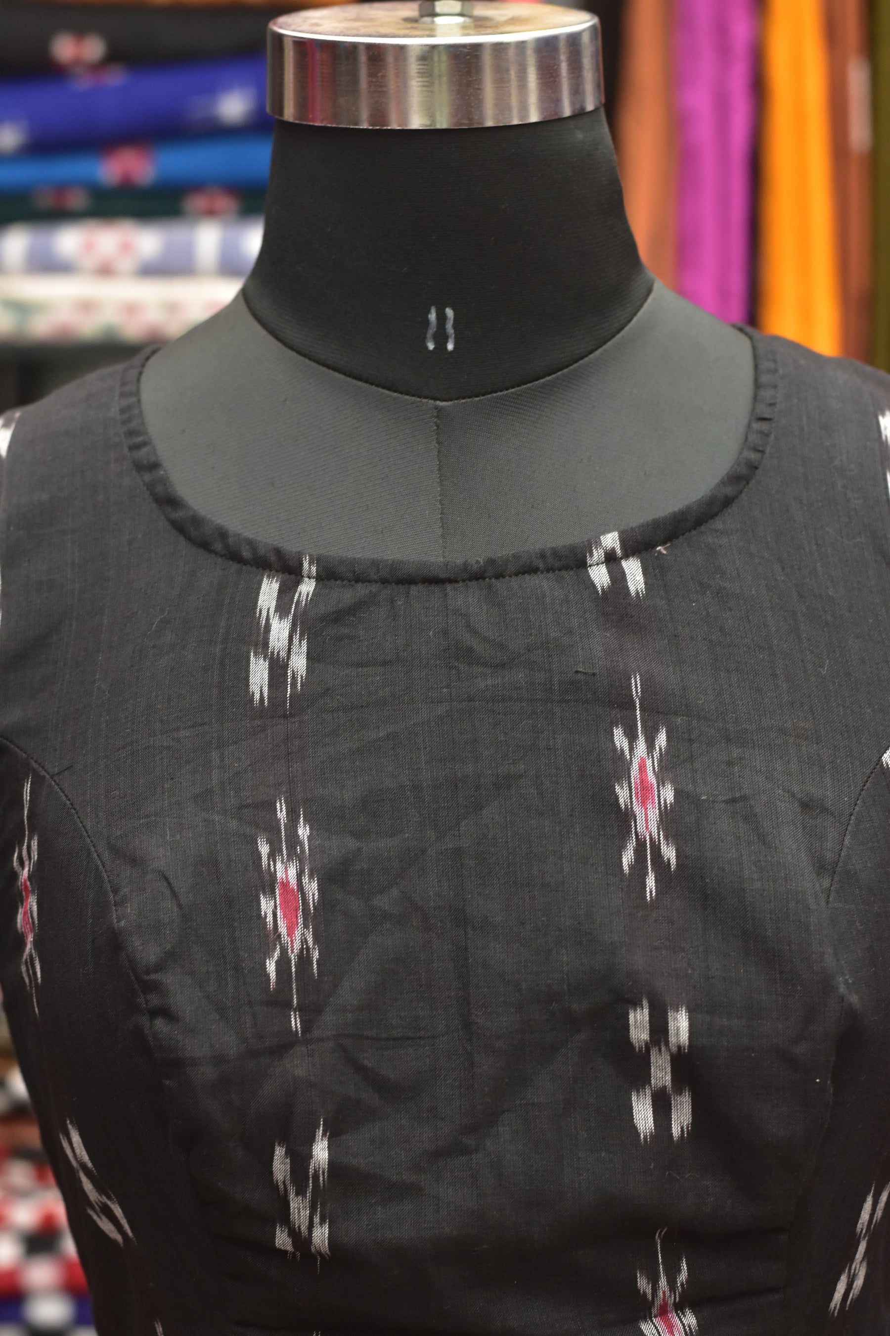 Black Pasapali and Kadha Croptop (Blouse)