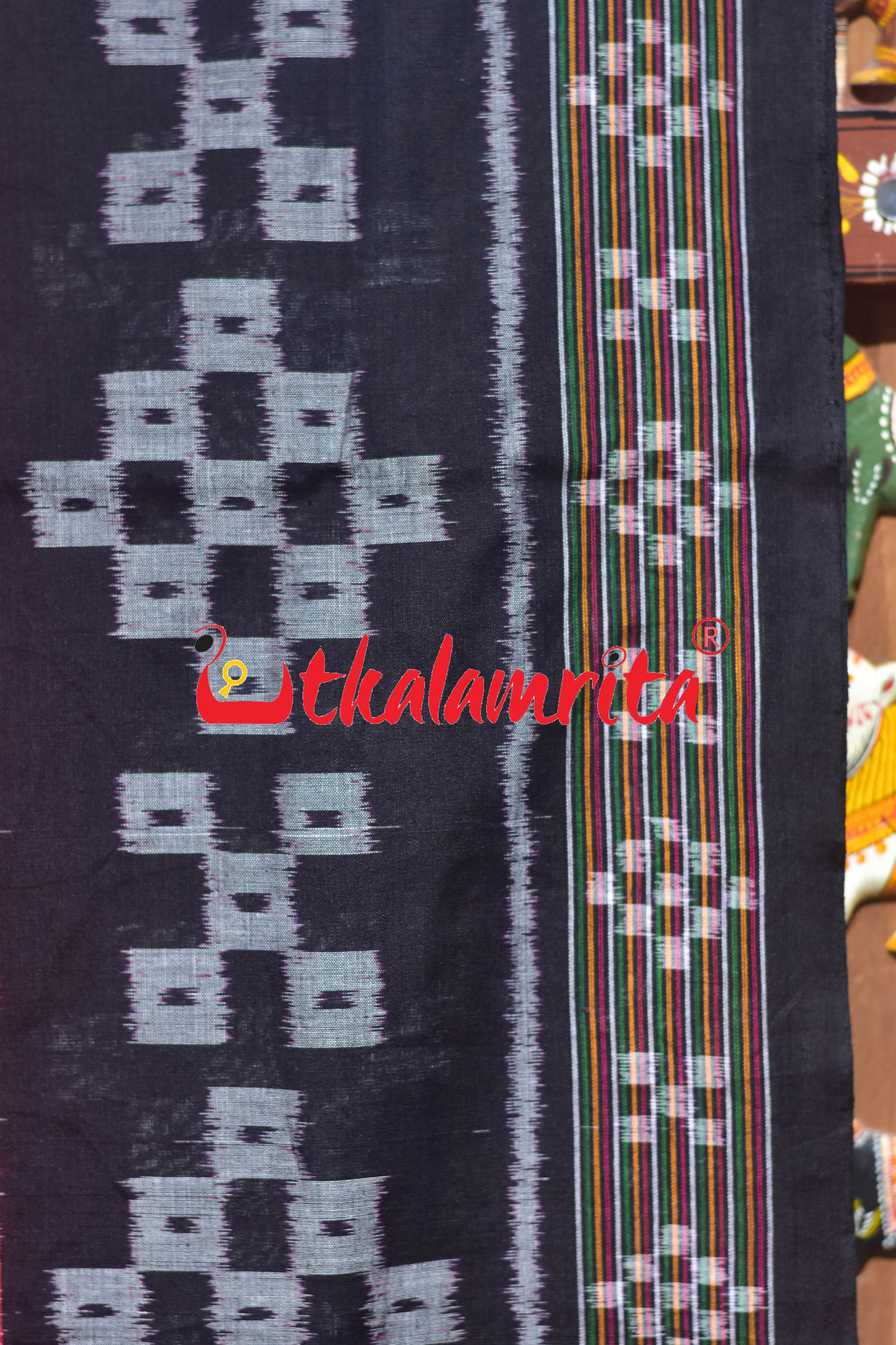 Red Black Pasapali Scot Khandua Cotton Saree