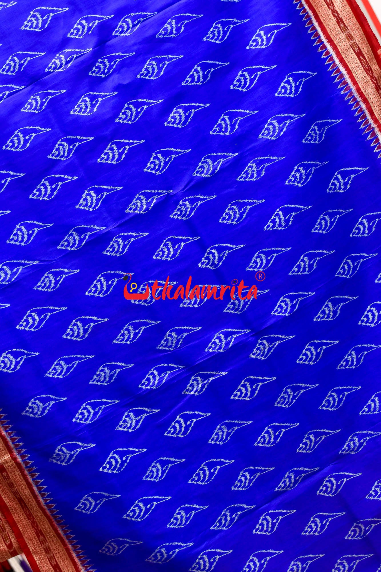 Blue Sankha Khandua Silk Saree