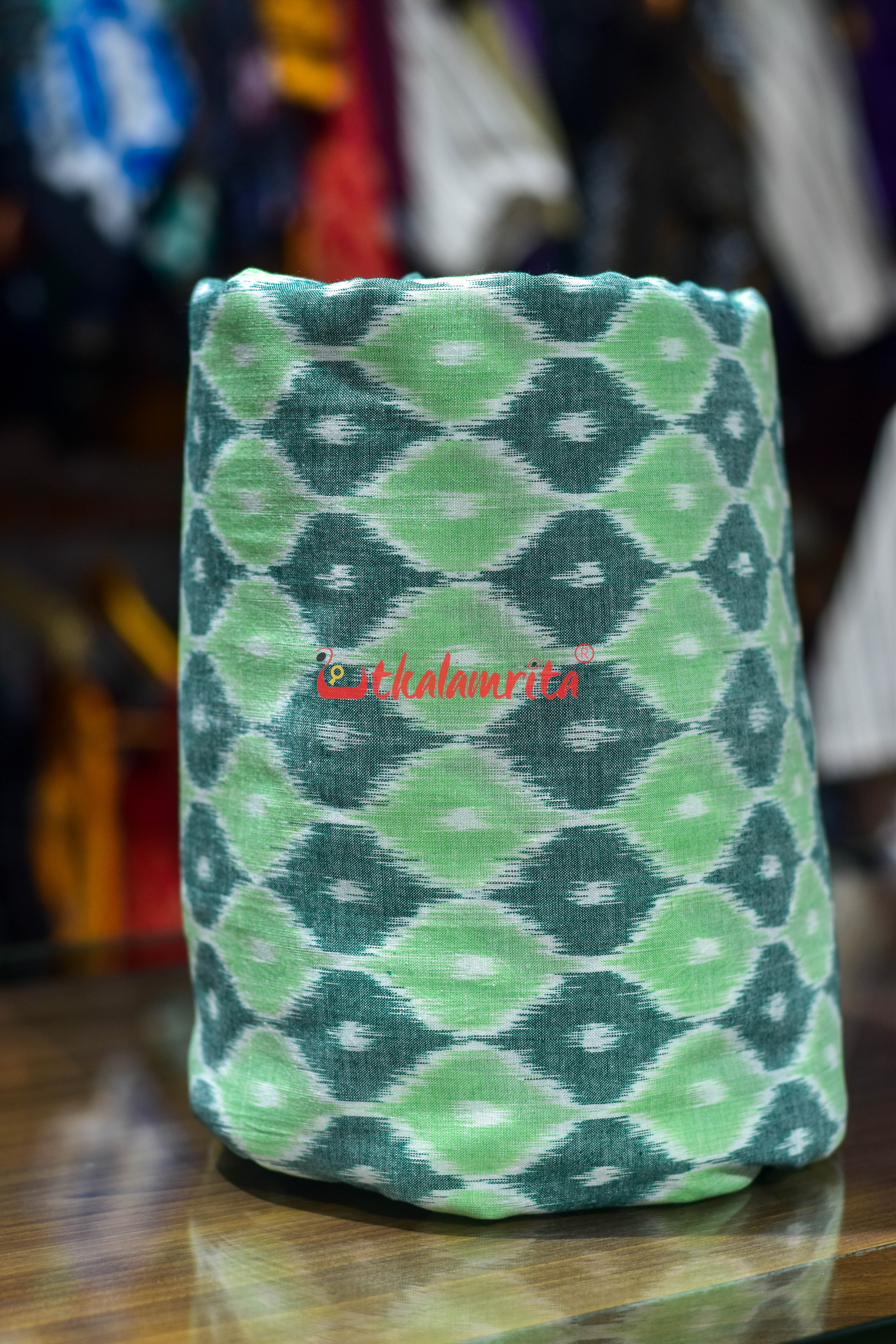 Green 3D Illusions Ikat Cotton (Fabric)