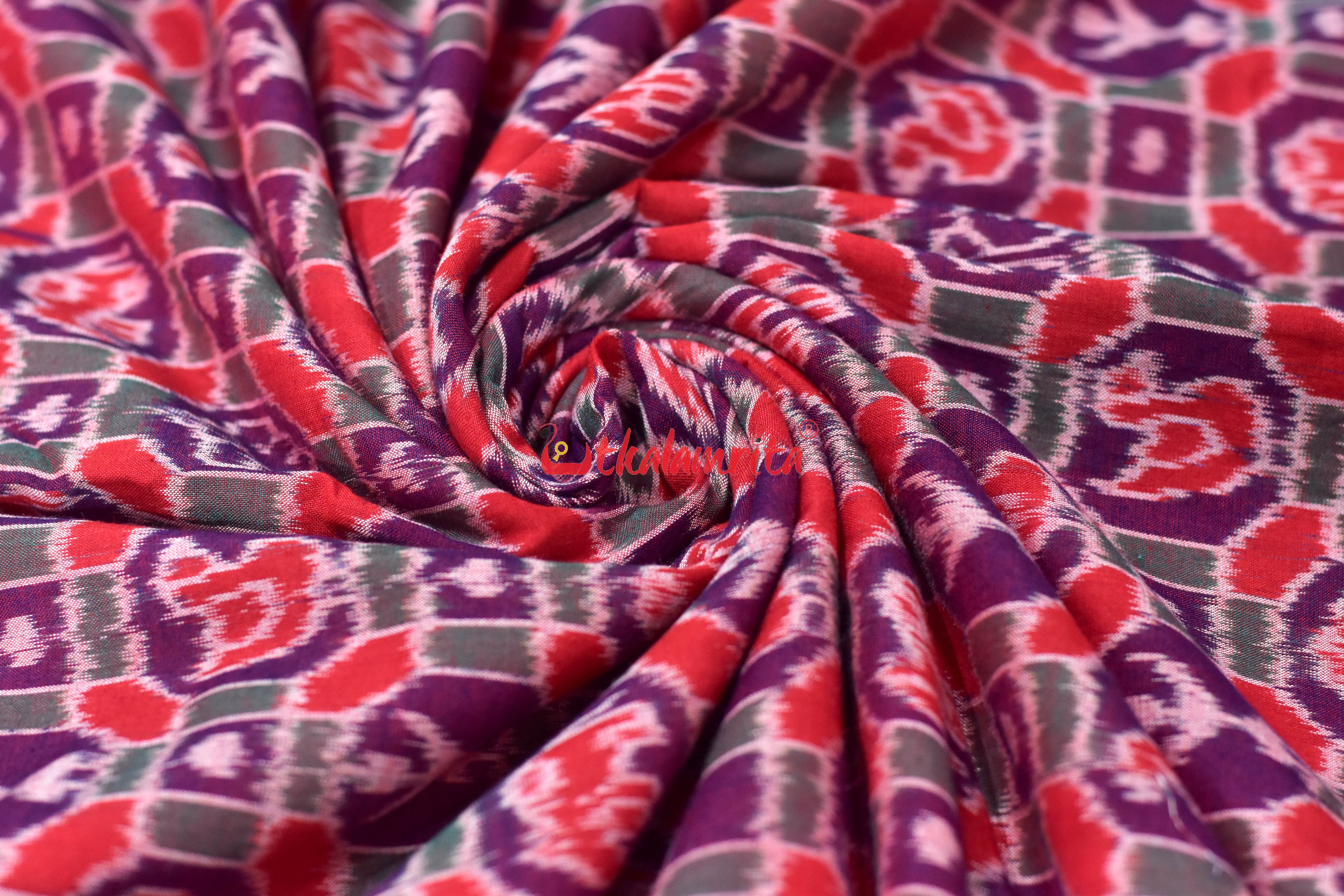 Multi Box Animals 3D Sambalpuri Cotton (Fabric)
