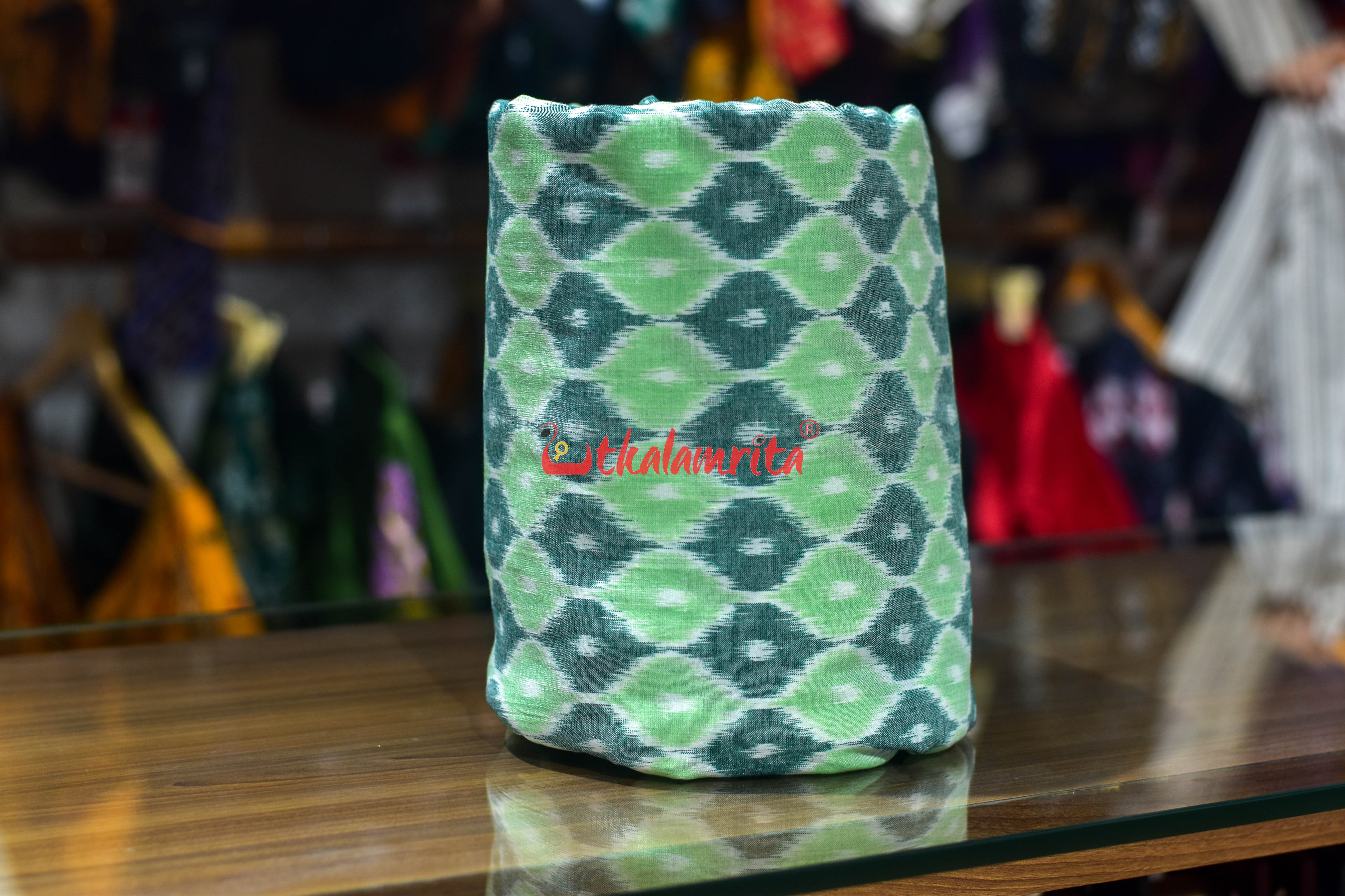Green 3D Illusions Ikat Cotton (Fabric)