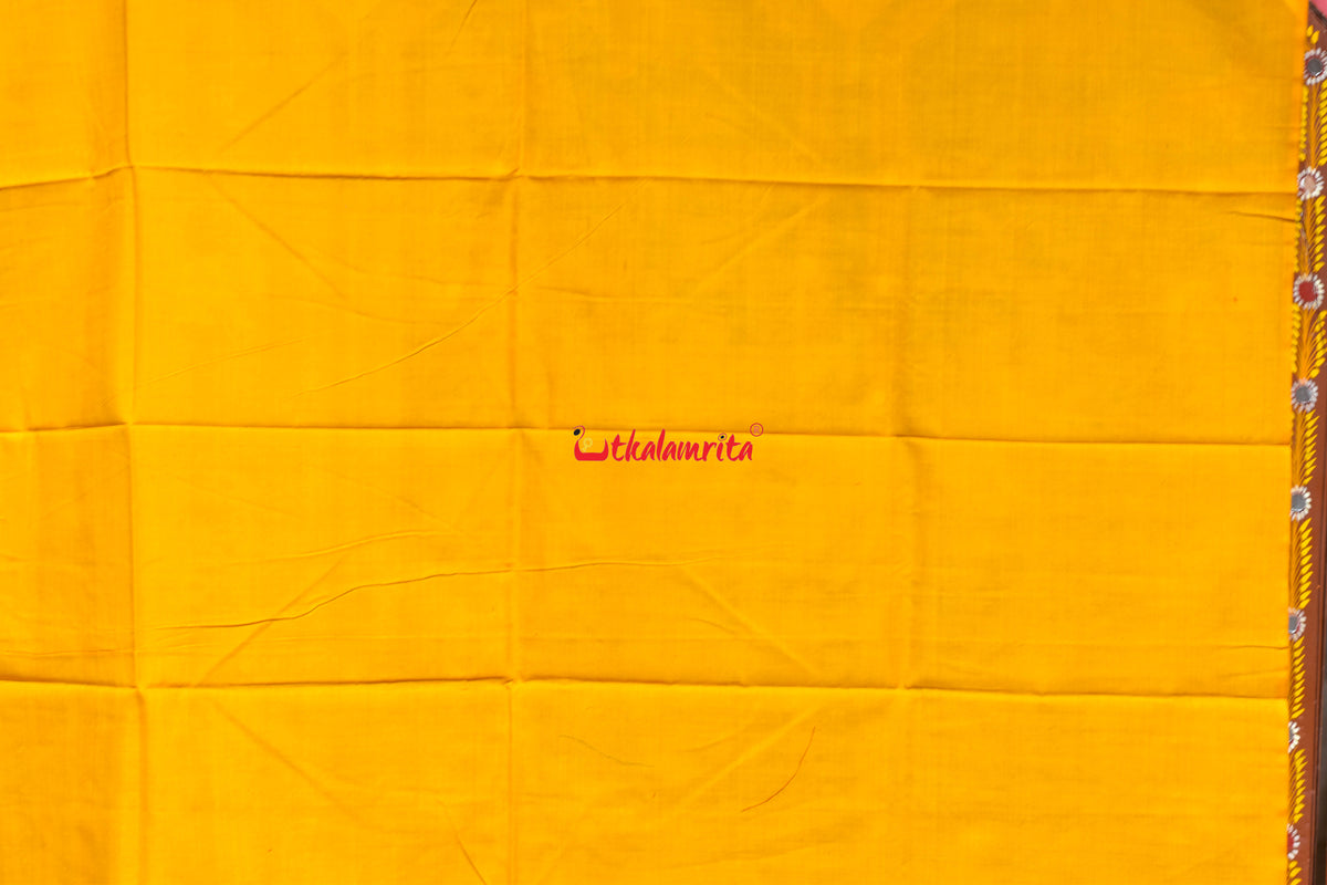 Maroon Yellow Middle Sankha Chakra Design Dress Set