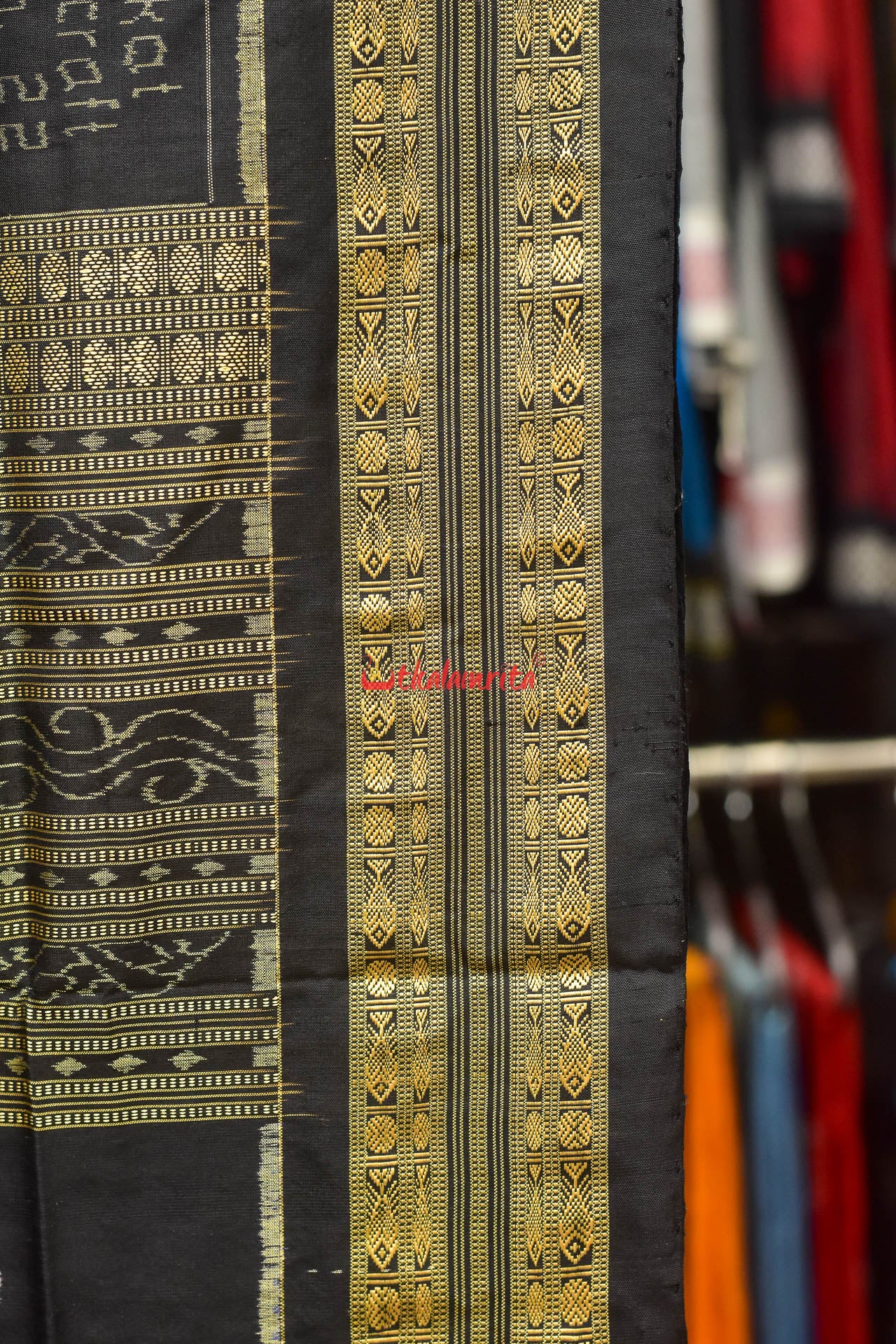 Black Golden GI Tag Sambalpuri Silk Saree