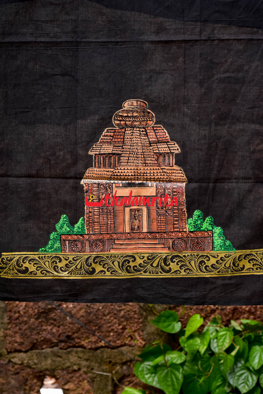 Konark Temple Pattachitra Black (Kurta Piece)