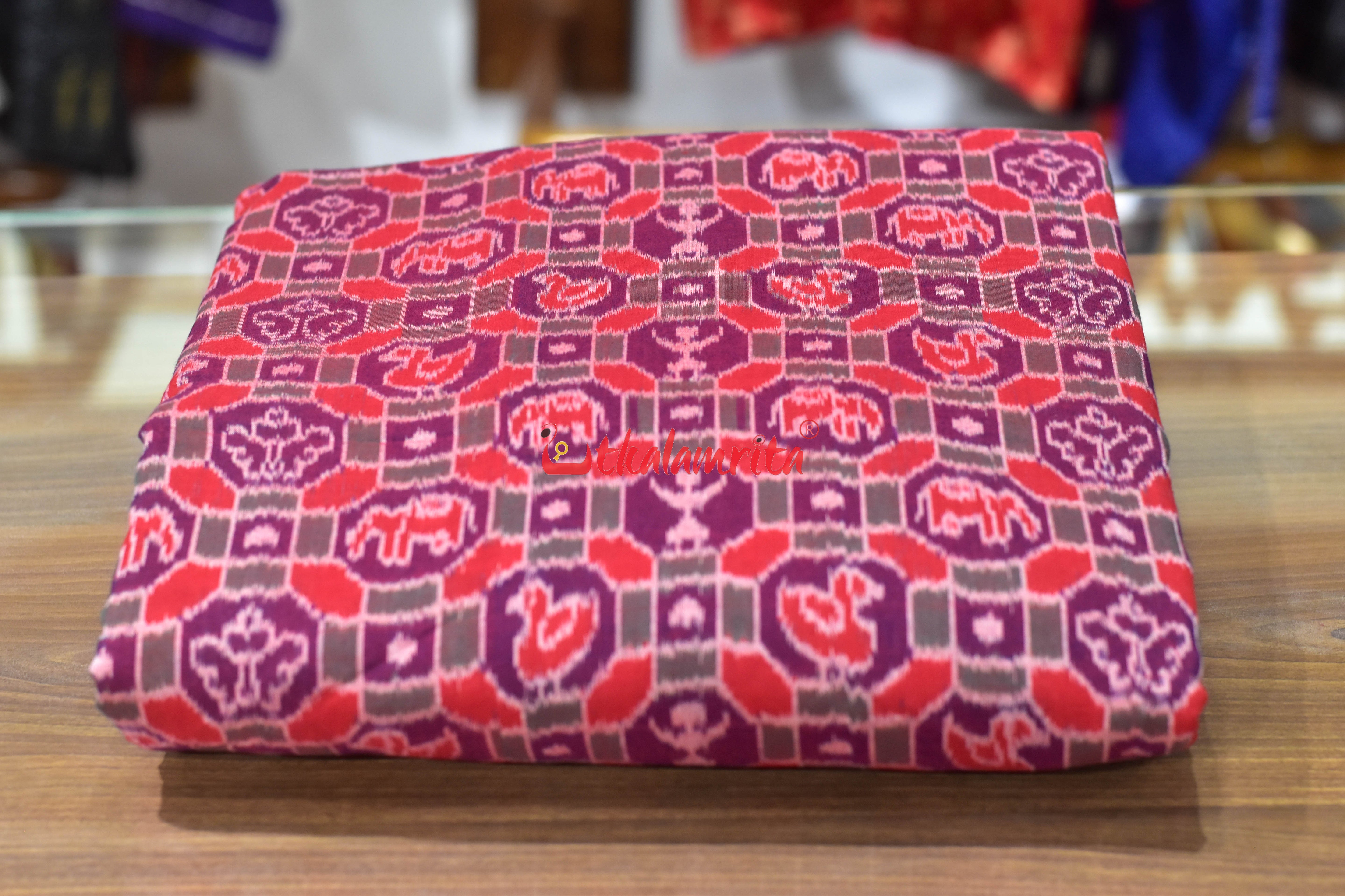 Multi Box Animals 3D Sambalpuri Cotton (Fabric)