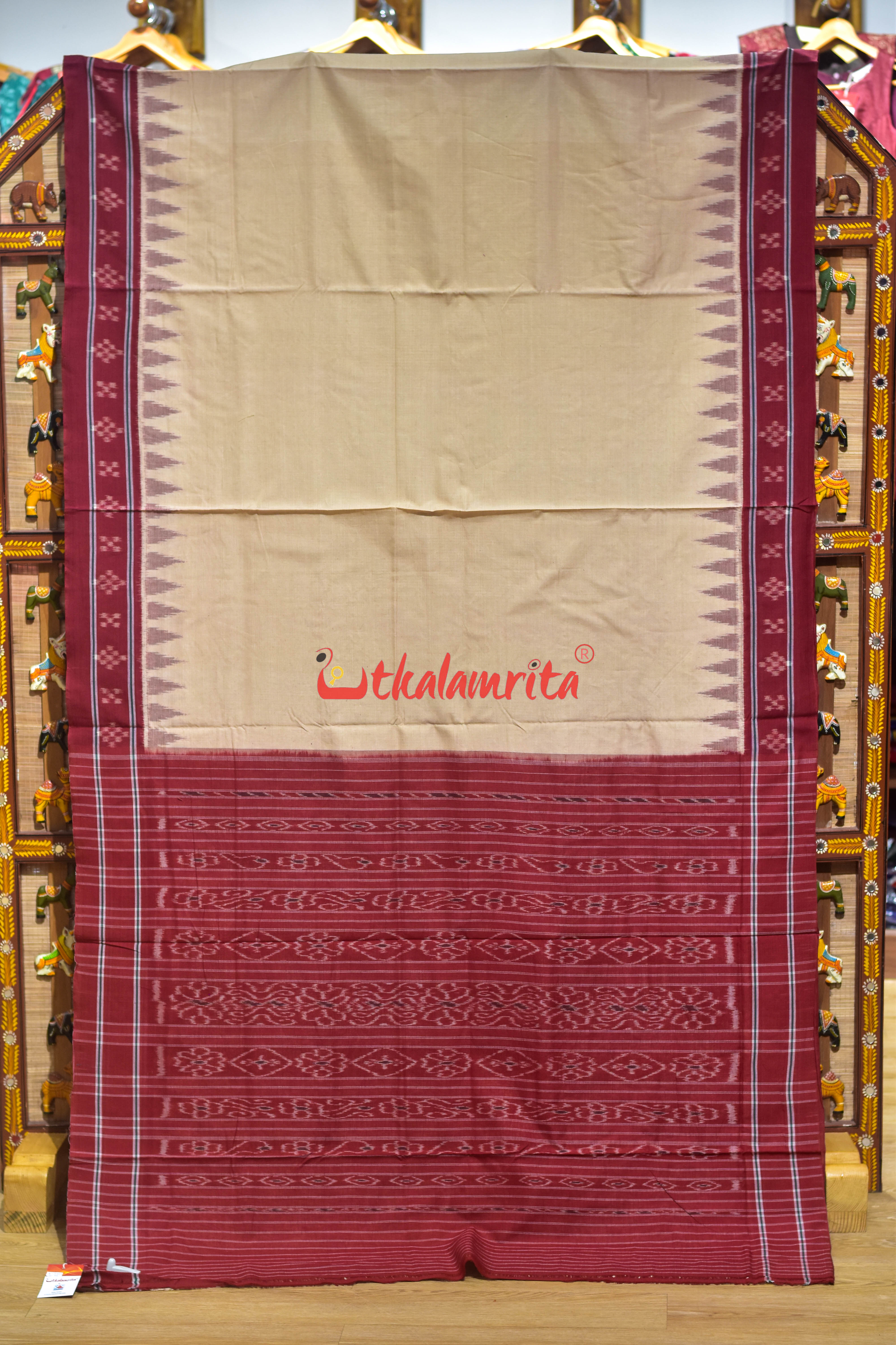 Matha Tussarite Border Pasapali Khandua Cotton Saree