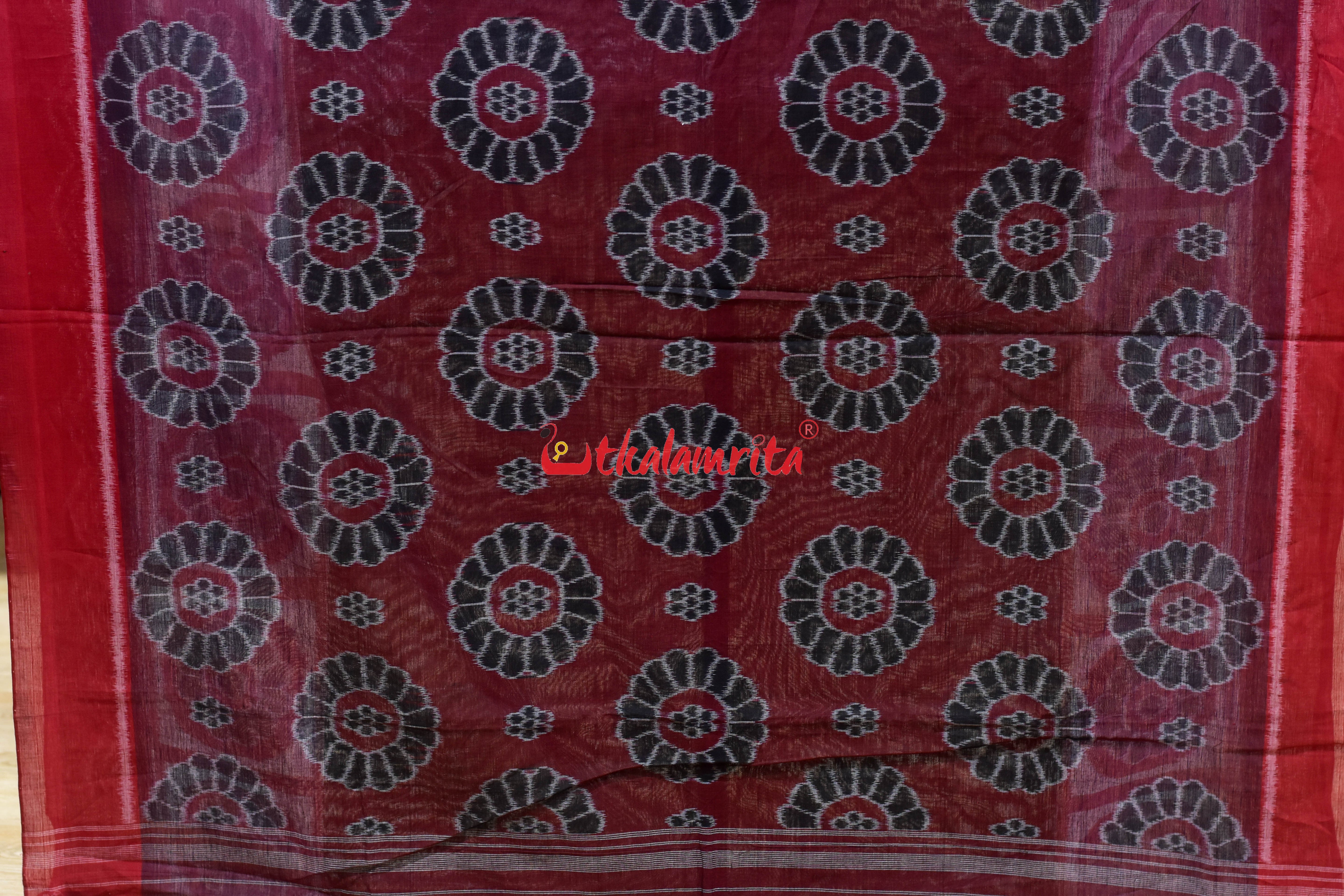 Black Scot Bada Phula Khandua Cotton Saree