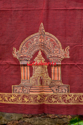 Mukteshwar Gate Pattachitra Maroon (Kurta Piece)