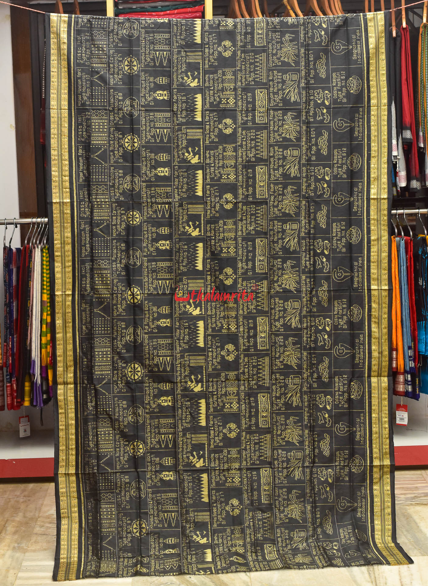 Black Golden GI Tag Sambalpuri Silk Saree