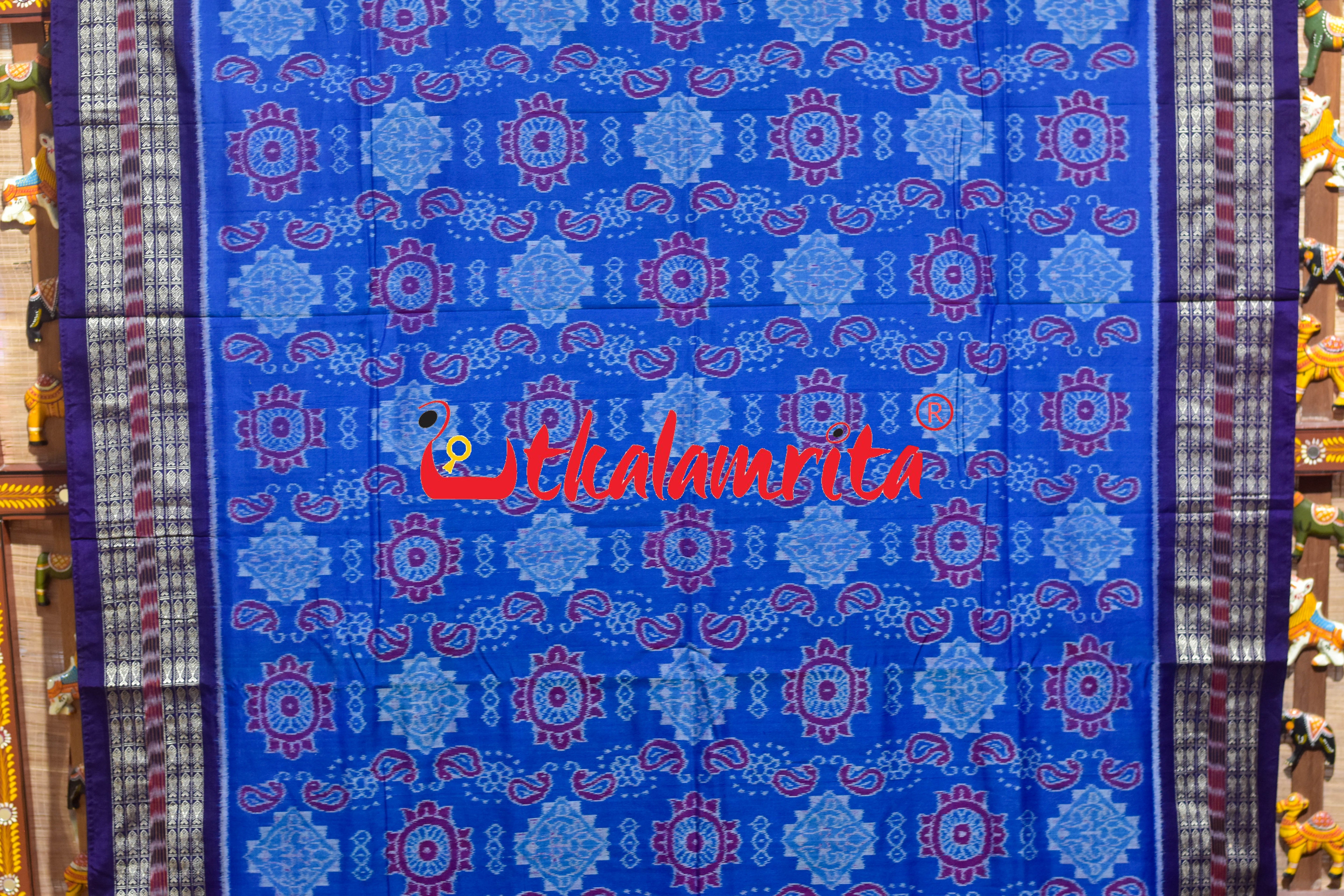 Christmas Blues Sambalpuri Cotton Saree