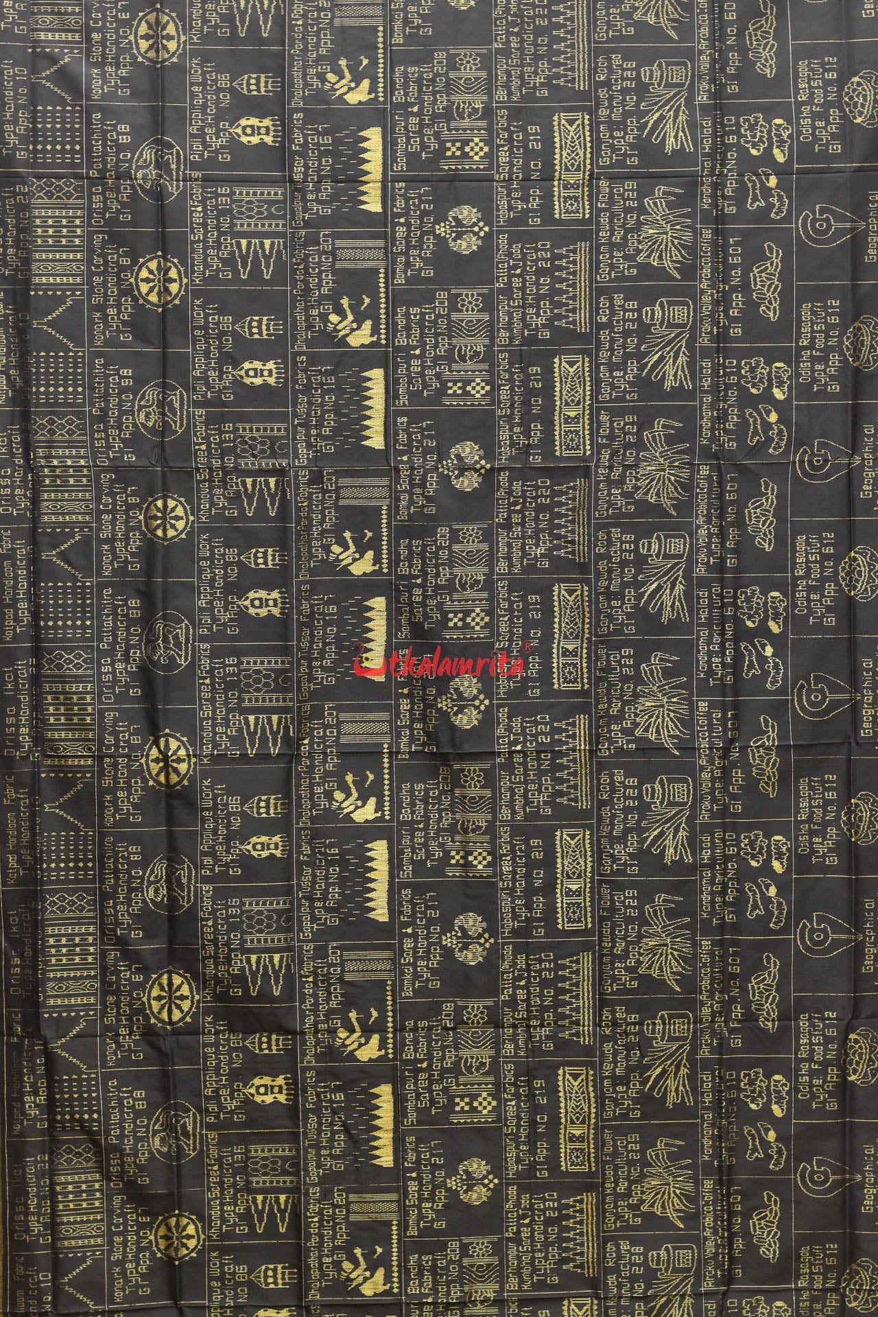 Black Golden GI Tag Sambalpuri Silk Saree