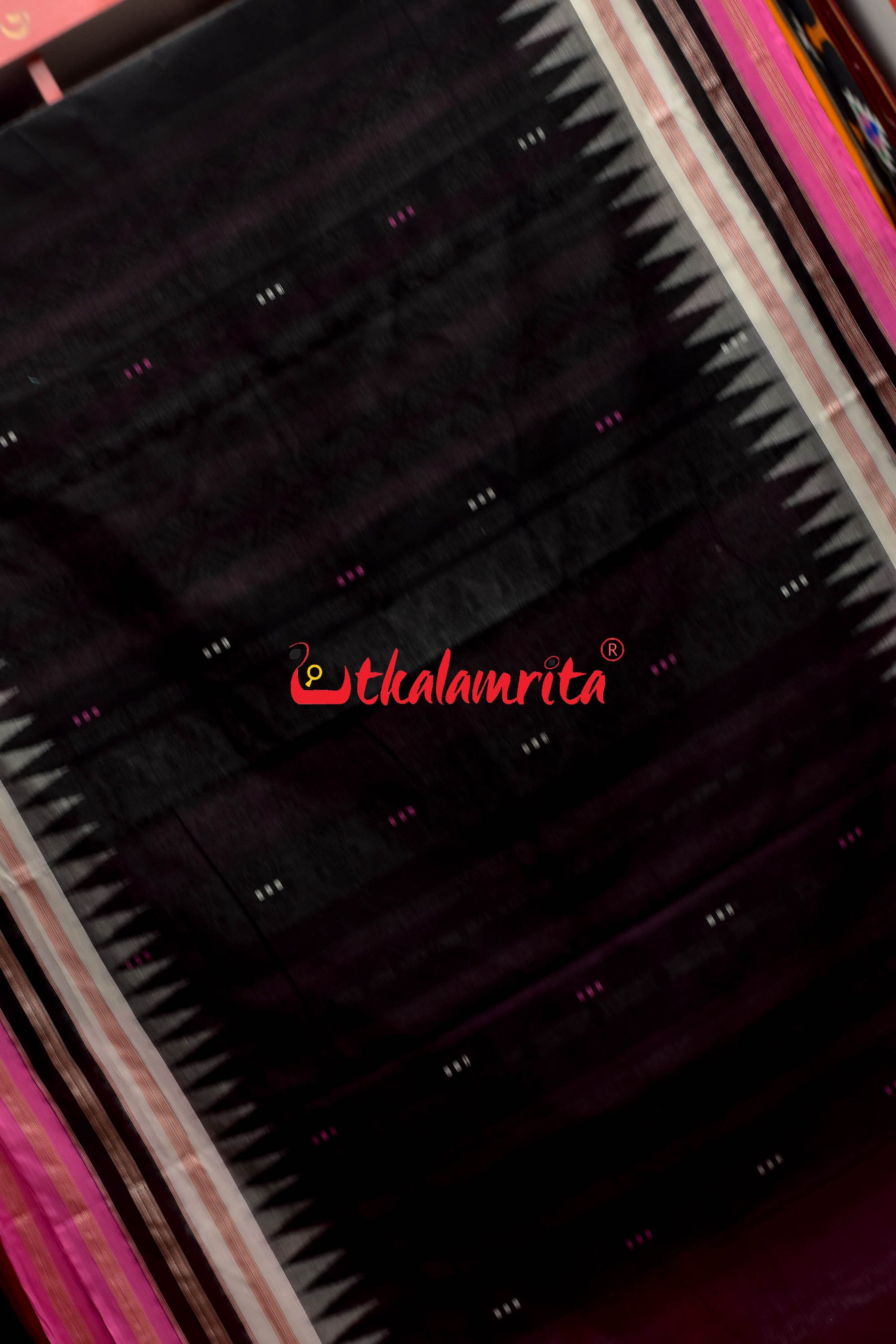 3 Dhadi Black Pink Bomkai Cotton Saree