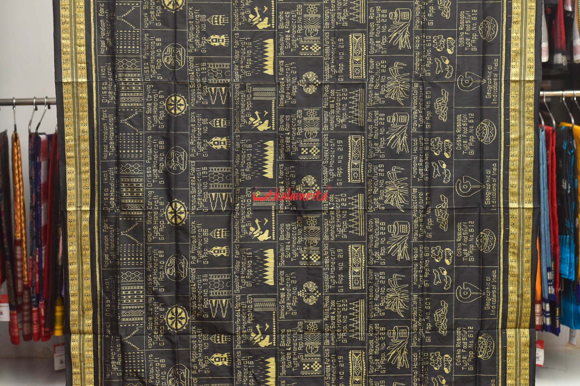 Black Golden GI Tag Sambalpuri Silk Saree