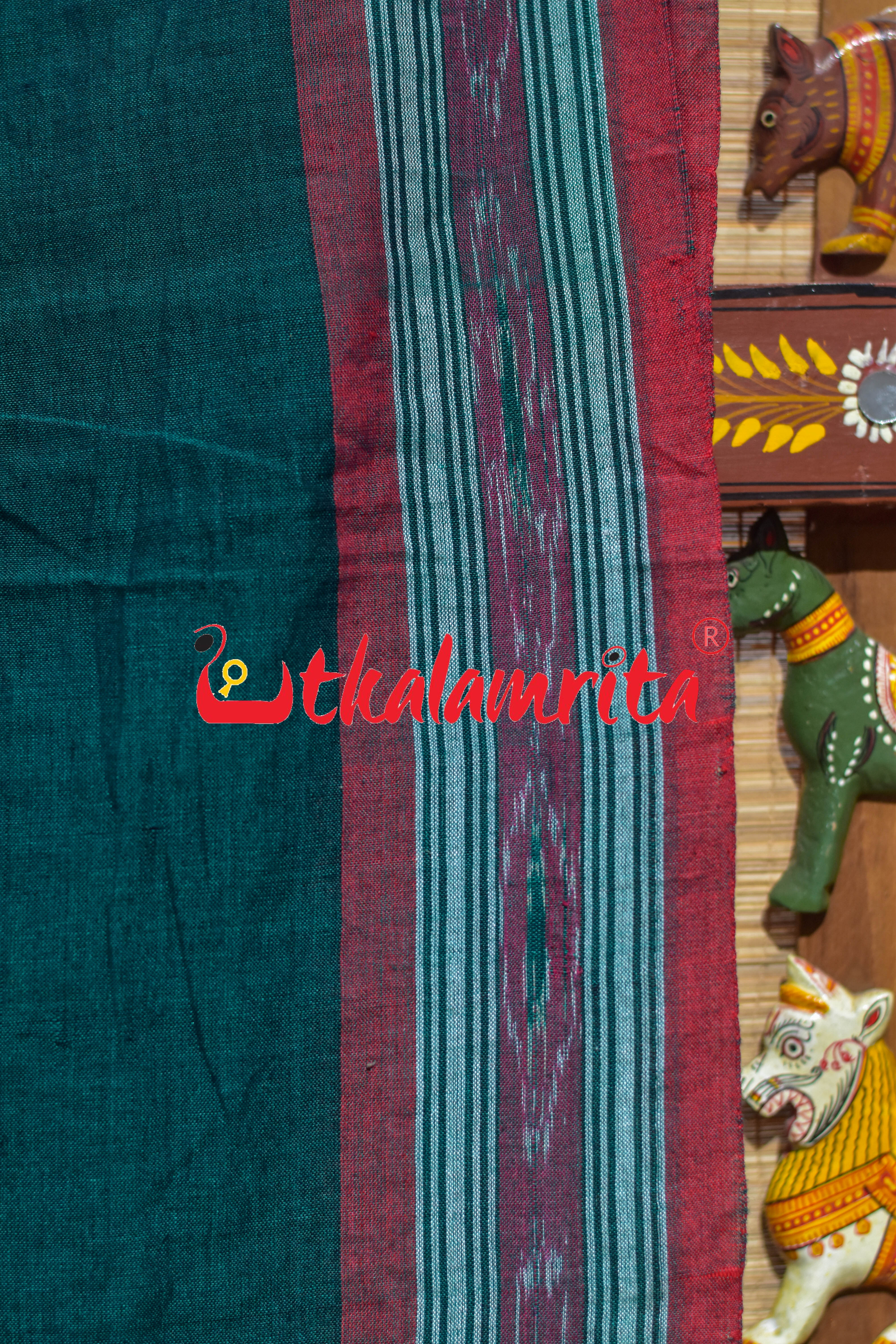 Green Applique Work Designer Cotton Saree