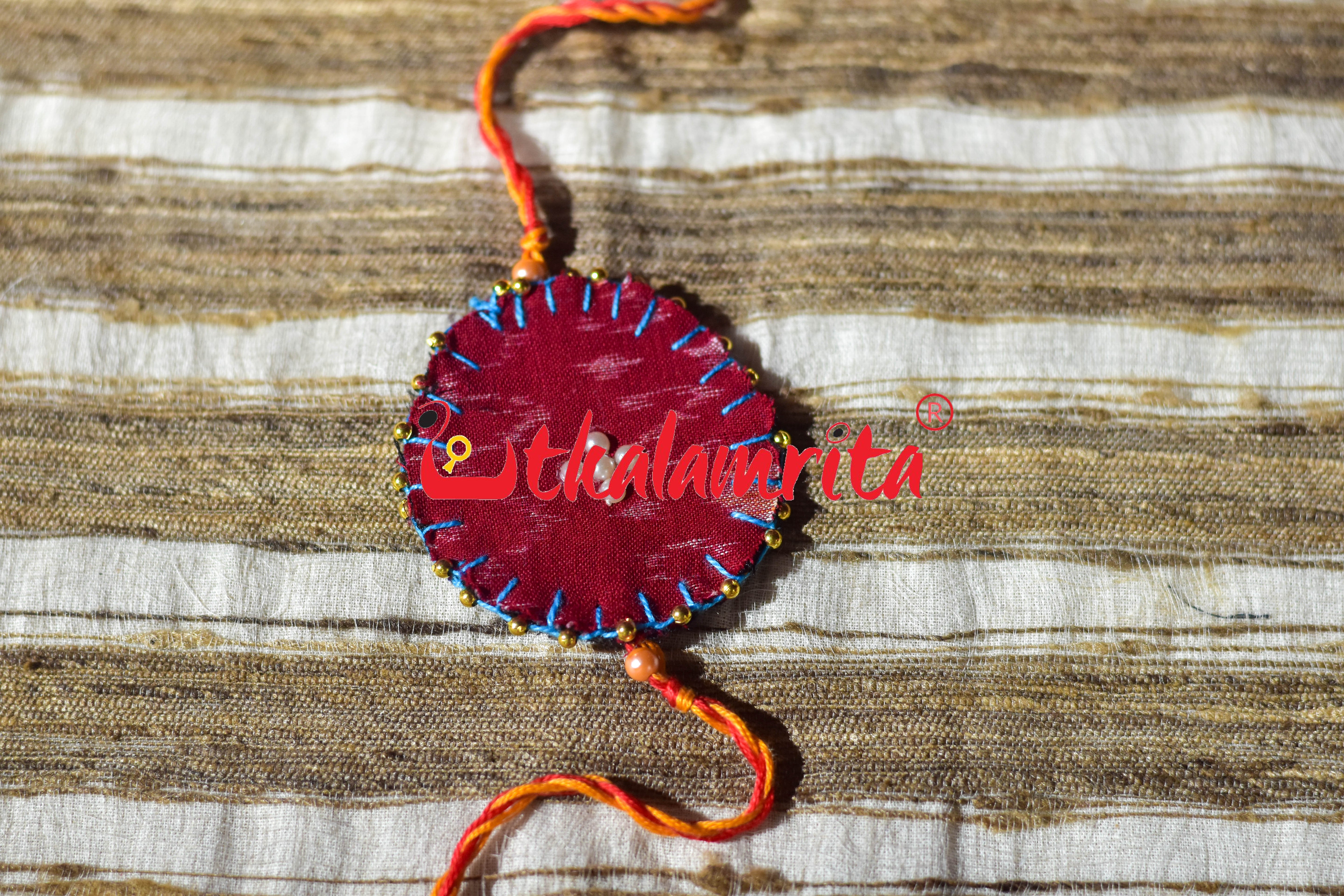 Round S Bandha Red (Ikat Rakhi)