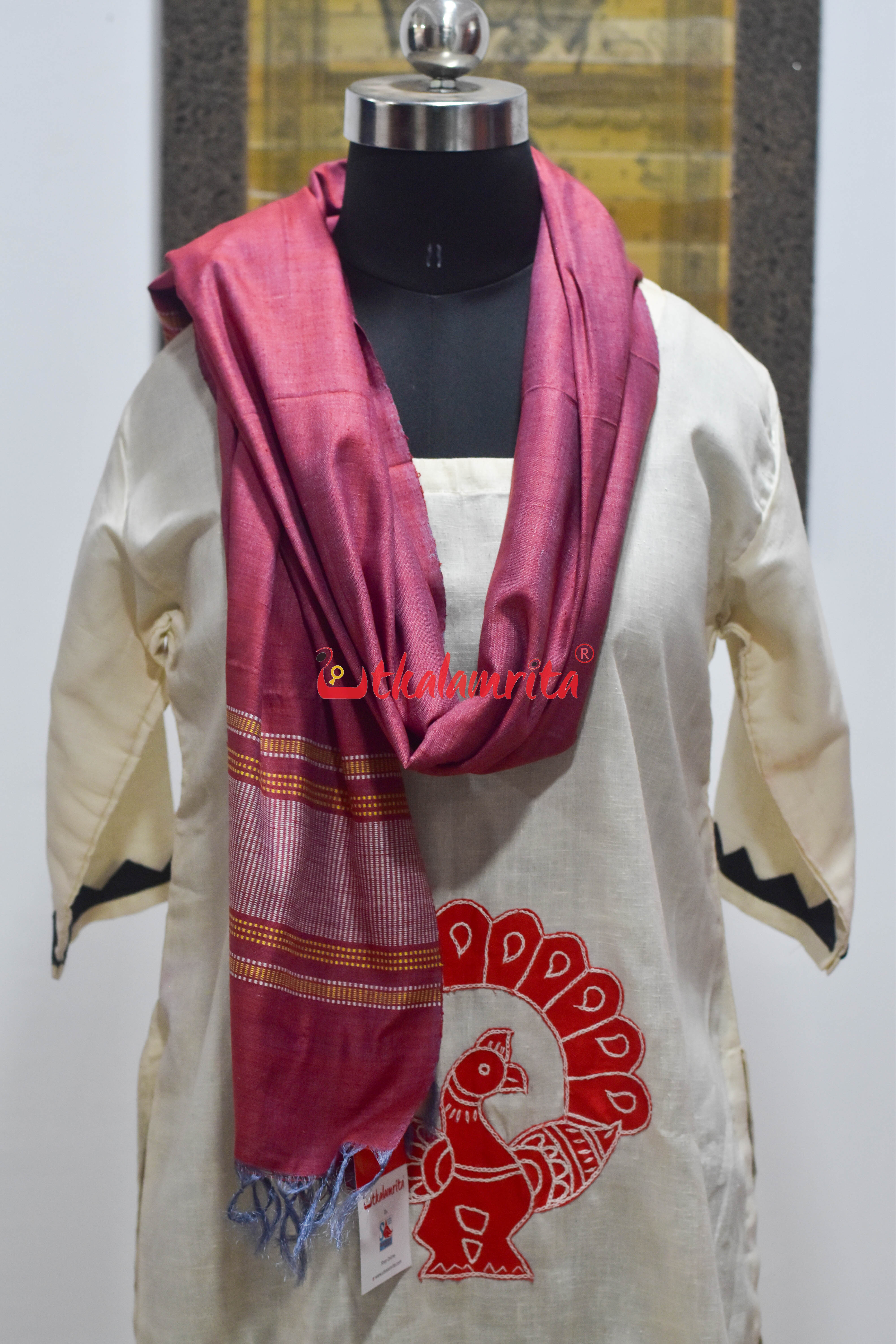 Maroon Dia Tussar (Stole)