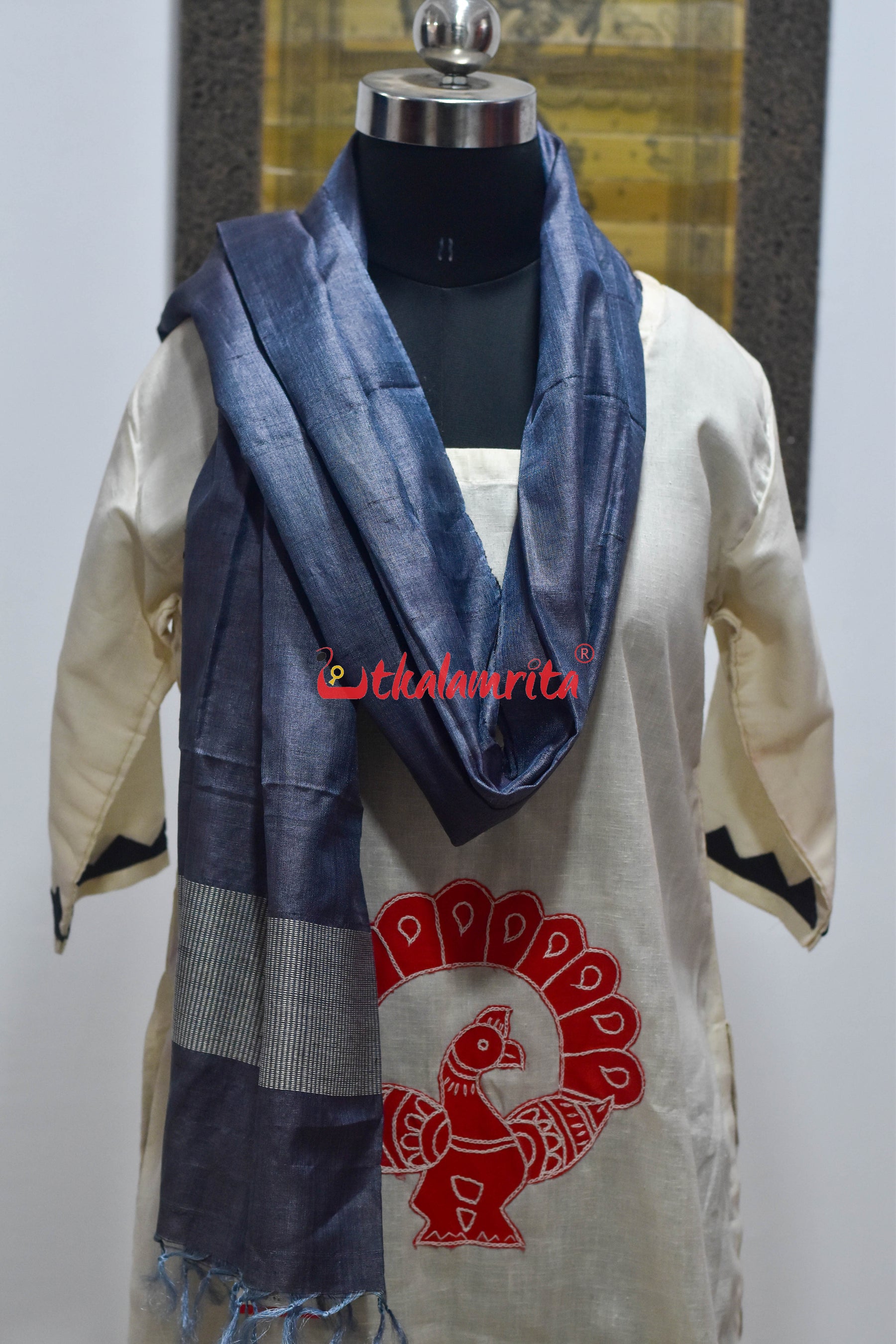 Ash Grey Dia Tussar (Stole)