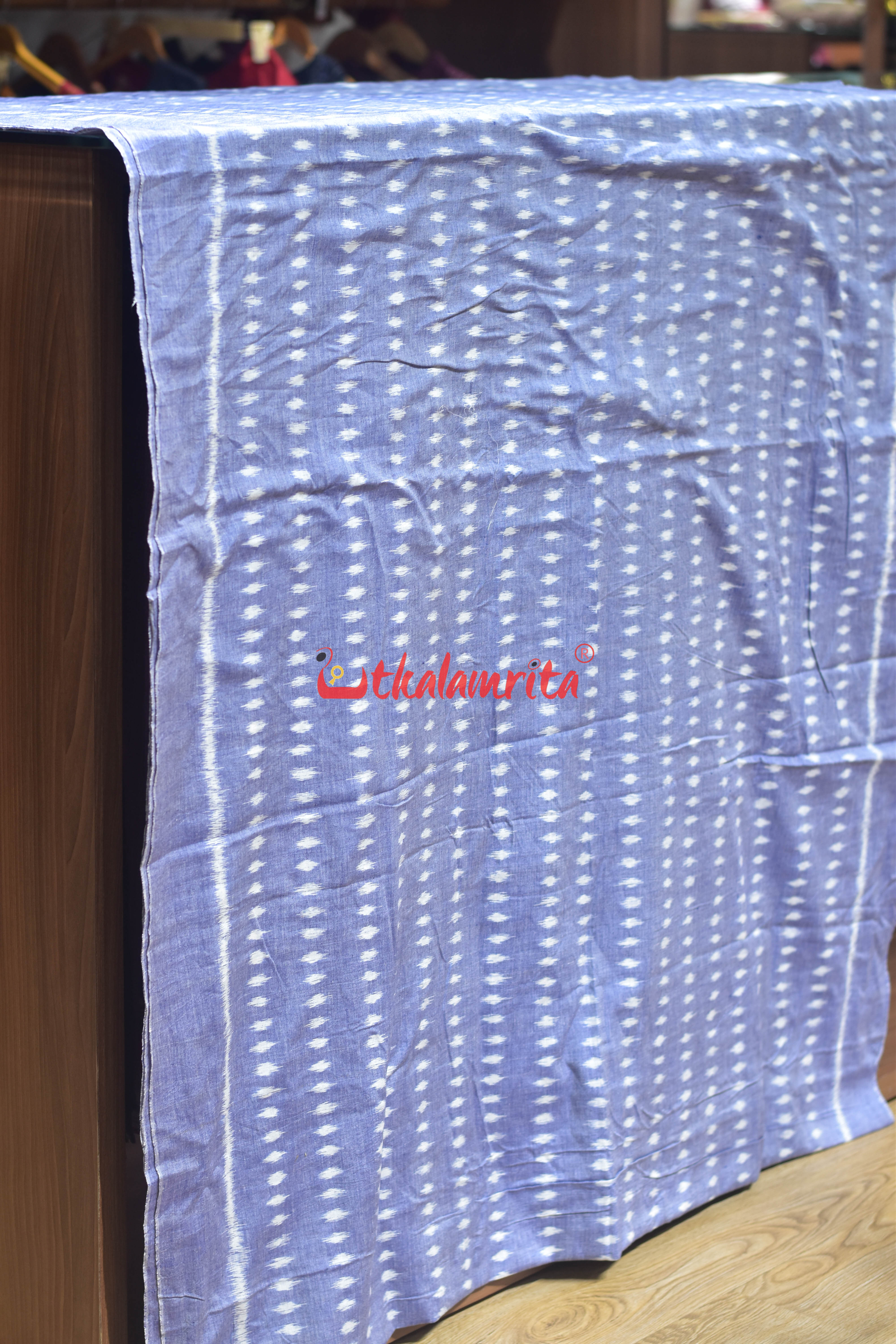 Sky Blue Godi Bindu Ikat Cotton (Fabric)