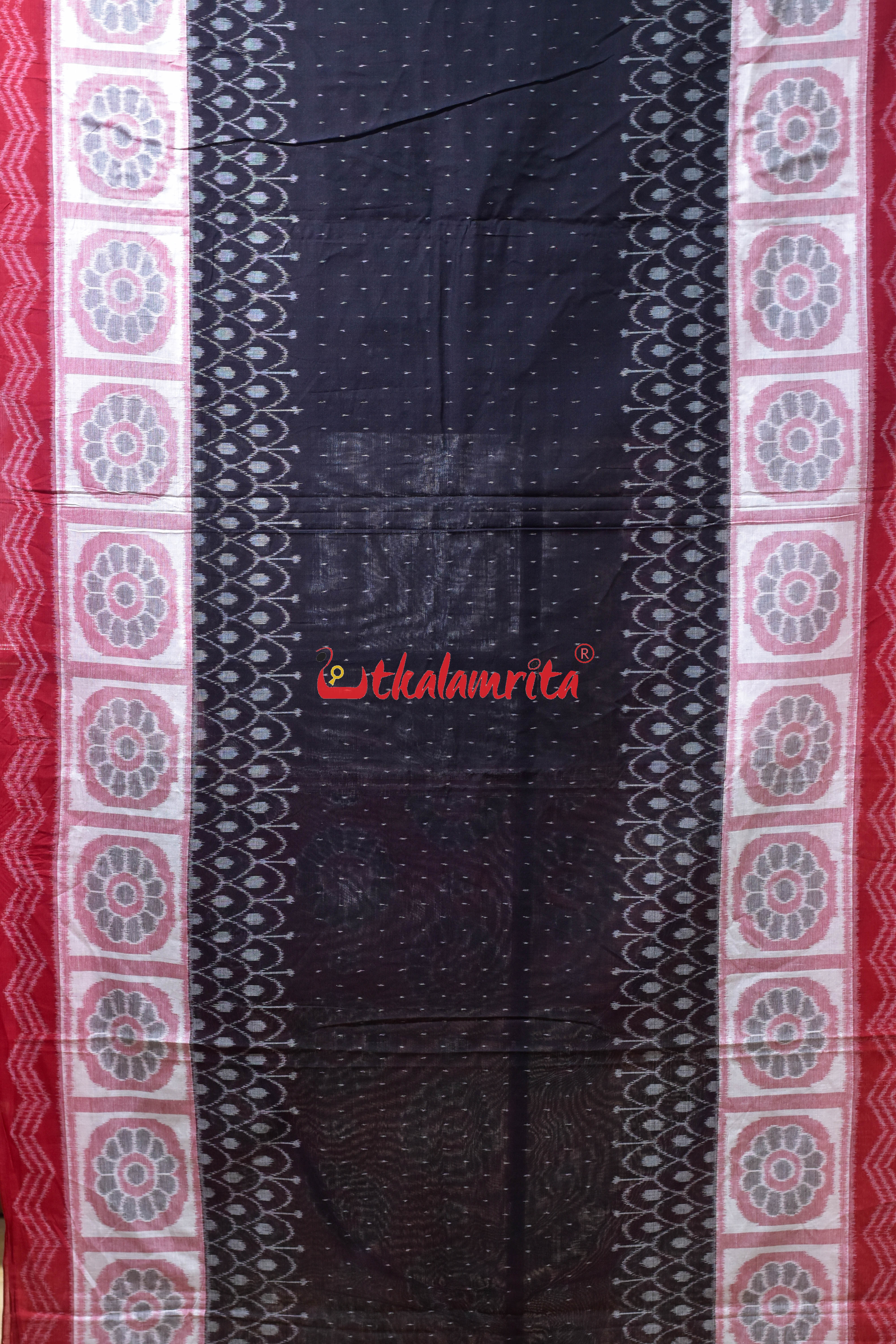 Black Scot Bada Phula Khandua Cotton Saree