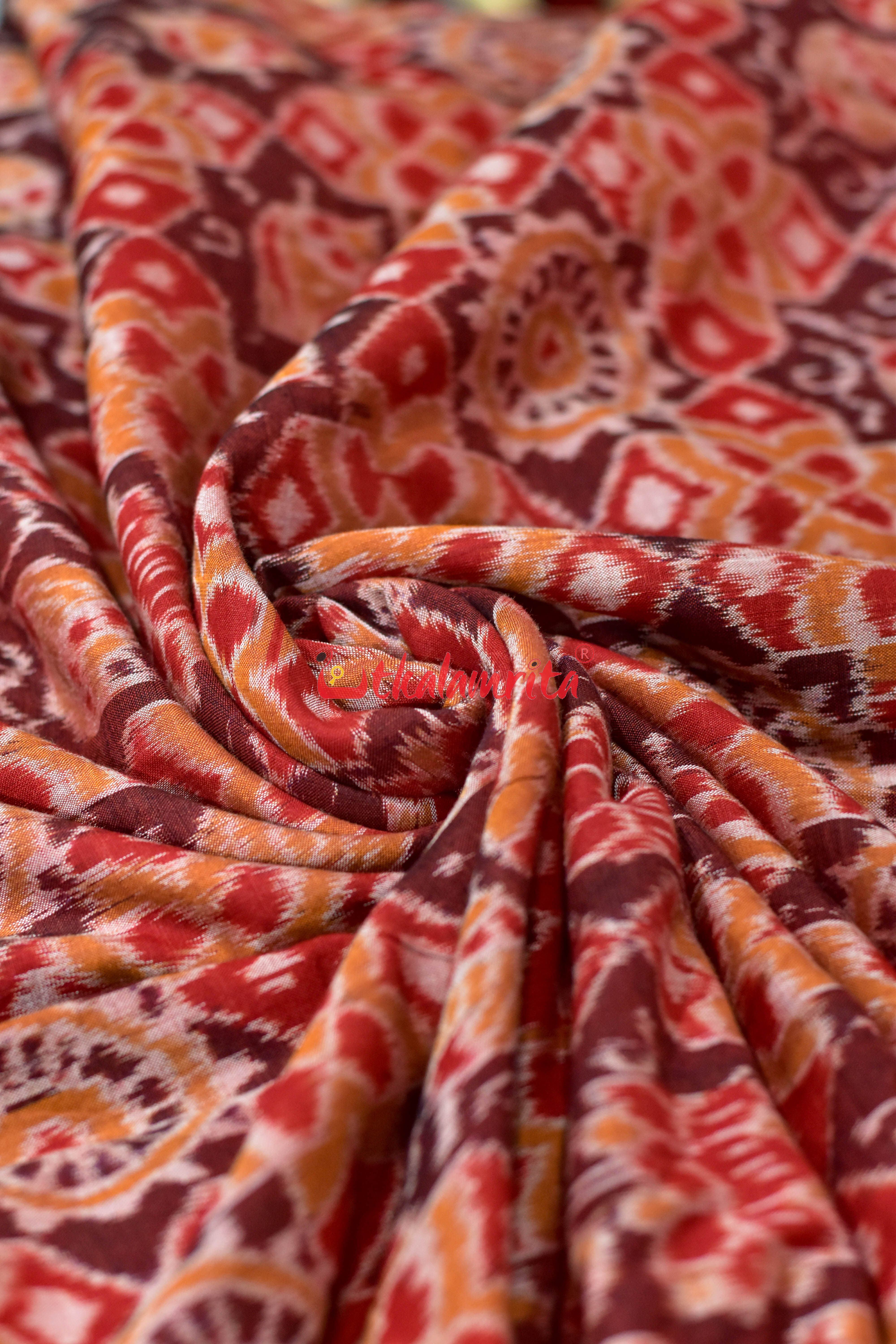 Rust Padma Chakra Special Sambalpuri Cotton (Fabric)