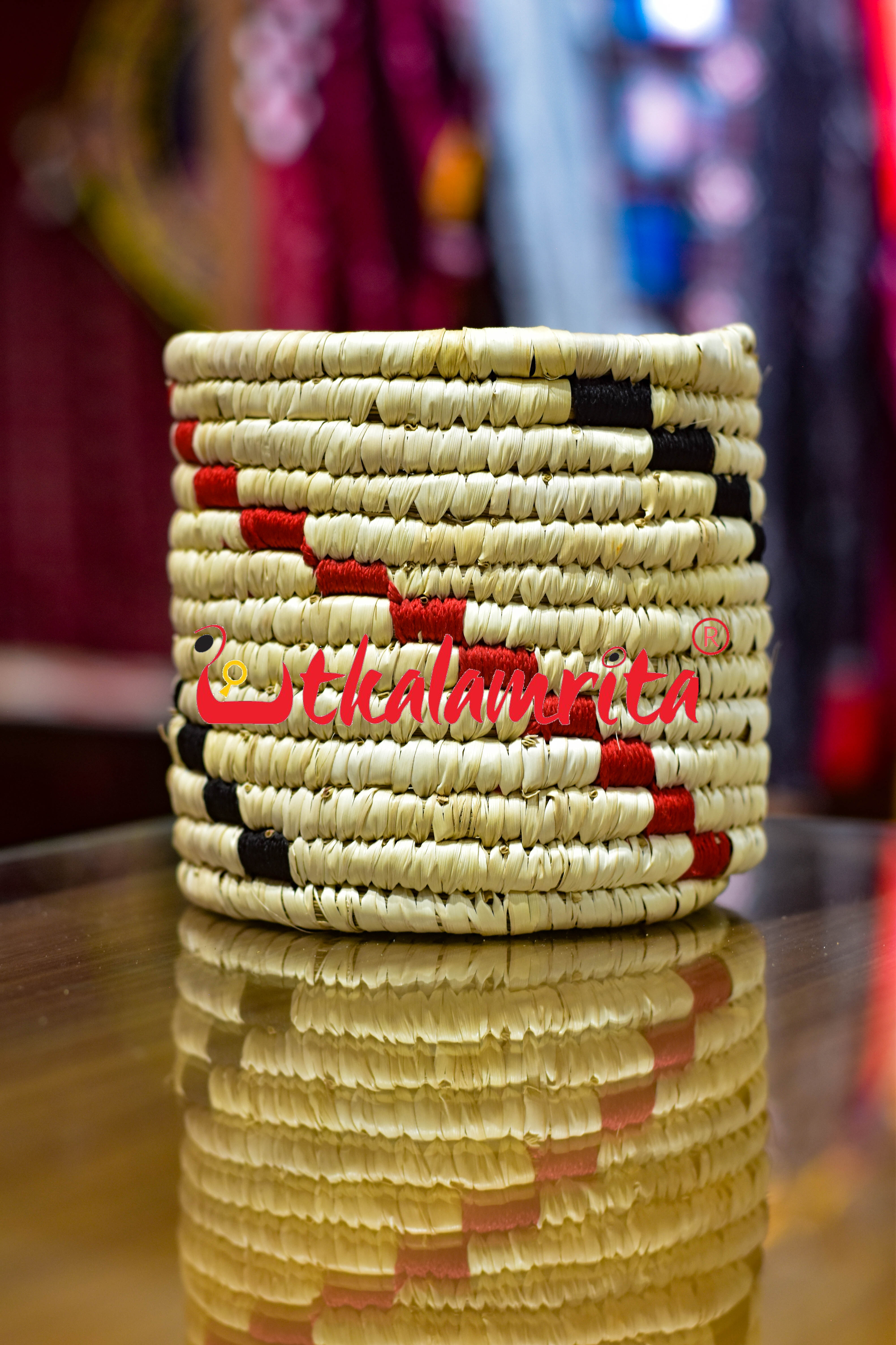 Red-Black Pasapali Sabai Grass Planter- Small