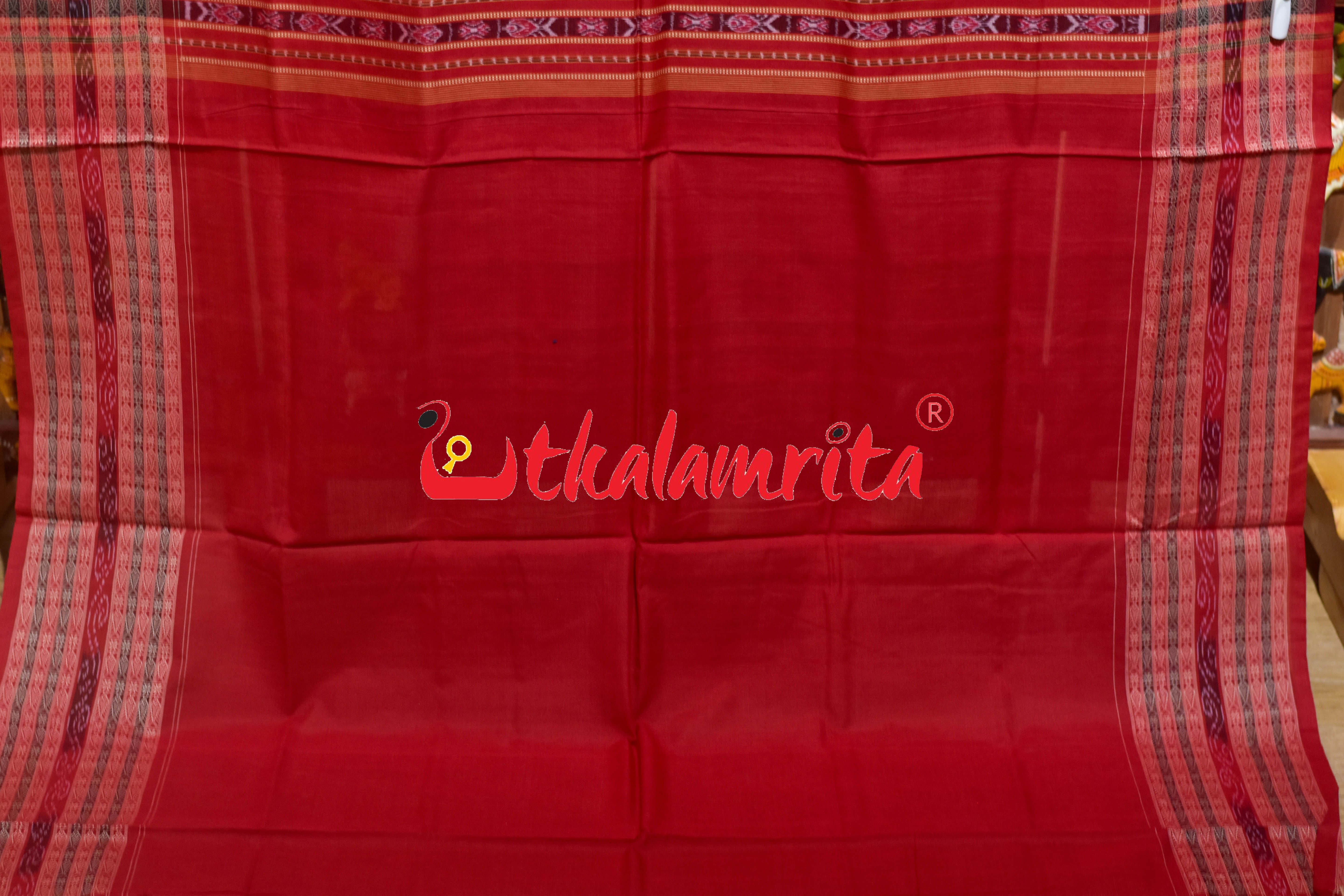 Black Red Uansa Rani Sambalpuri Cotton Saree
