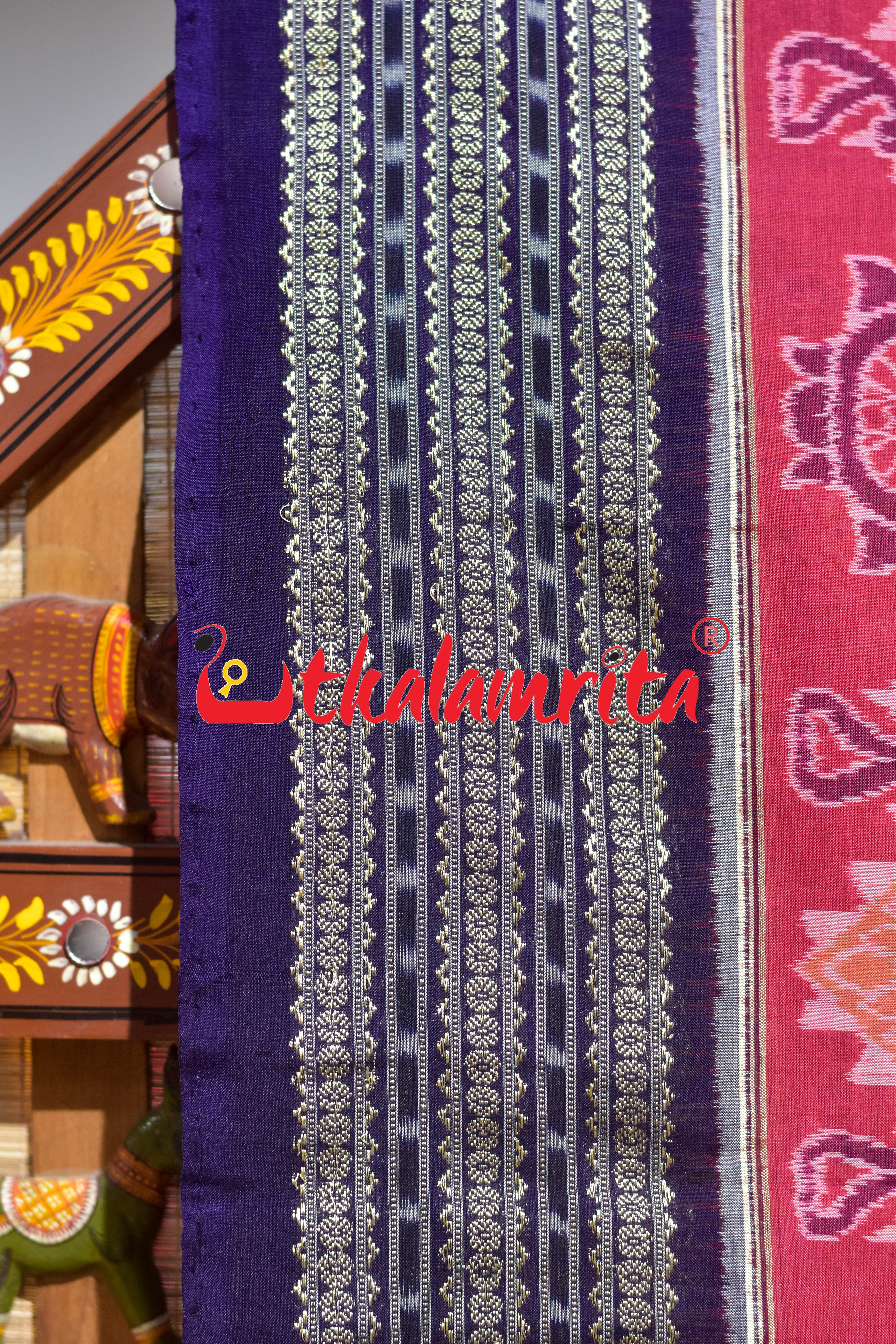 Pink Purple Double Mayura Sambalpuri Cotton Saree