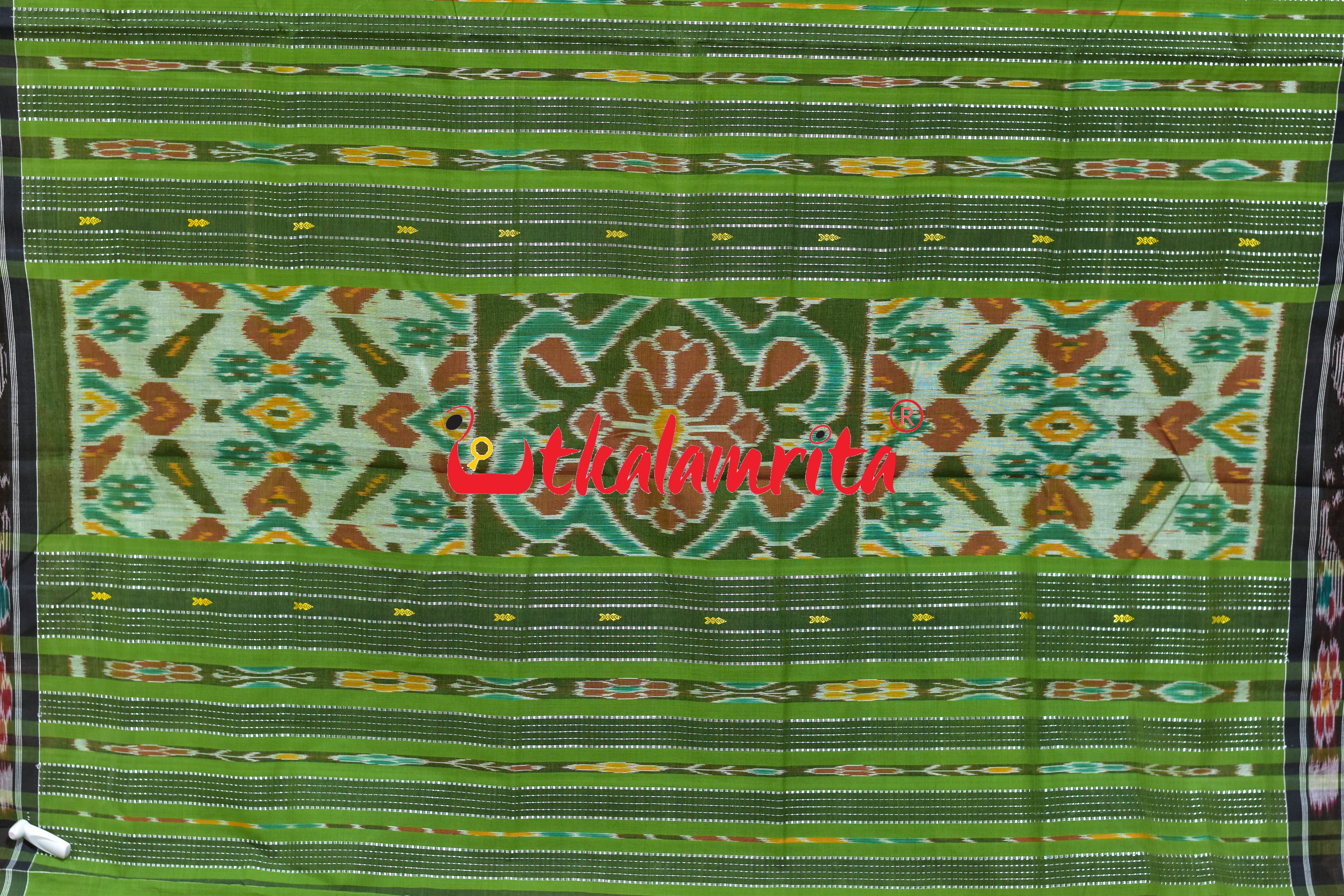 Green Black Chadhei Pittala Single Cotton Saree