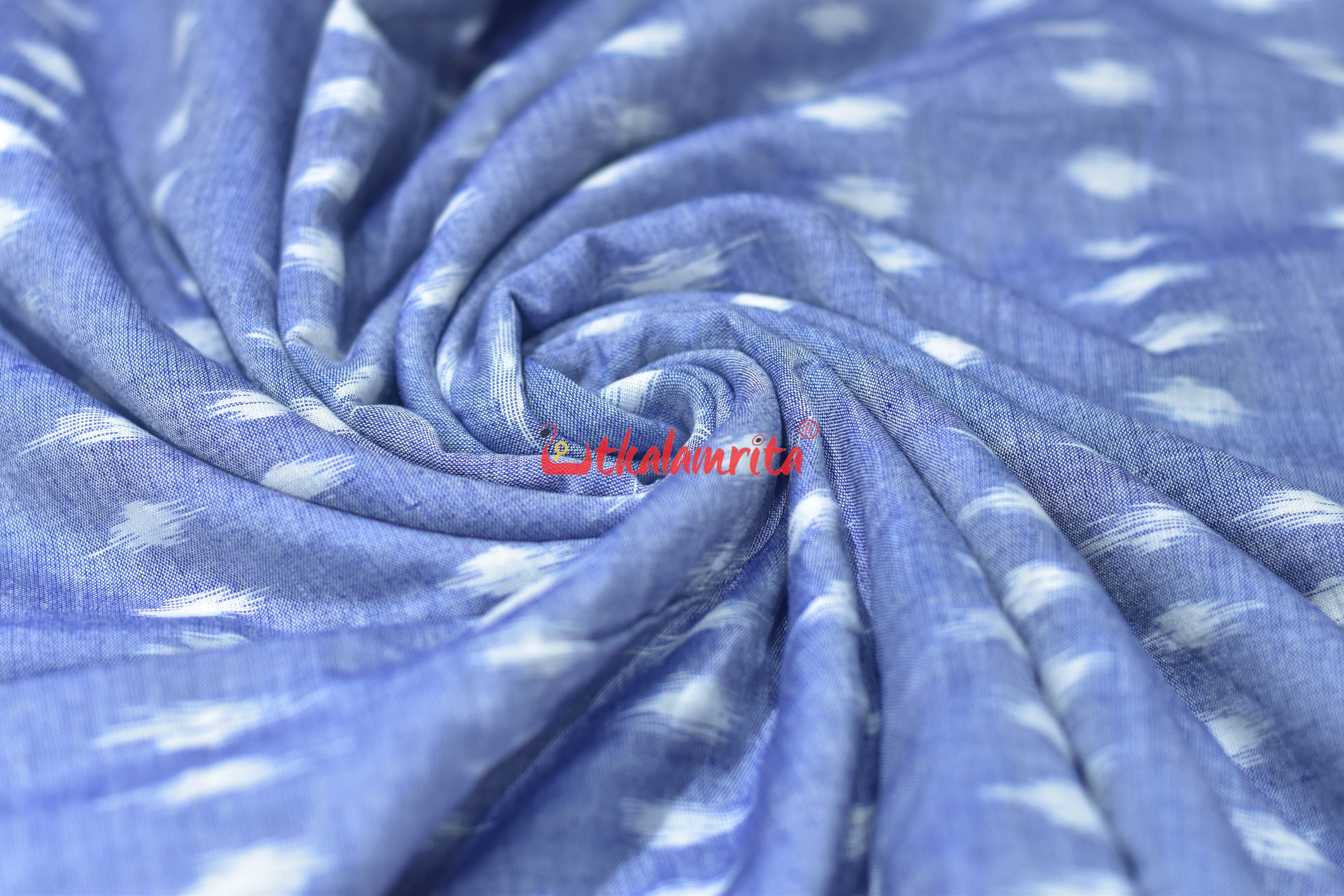 Sky Blue Godi Bindu Ikat Cotton (Fabric)