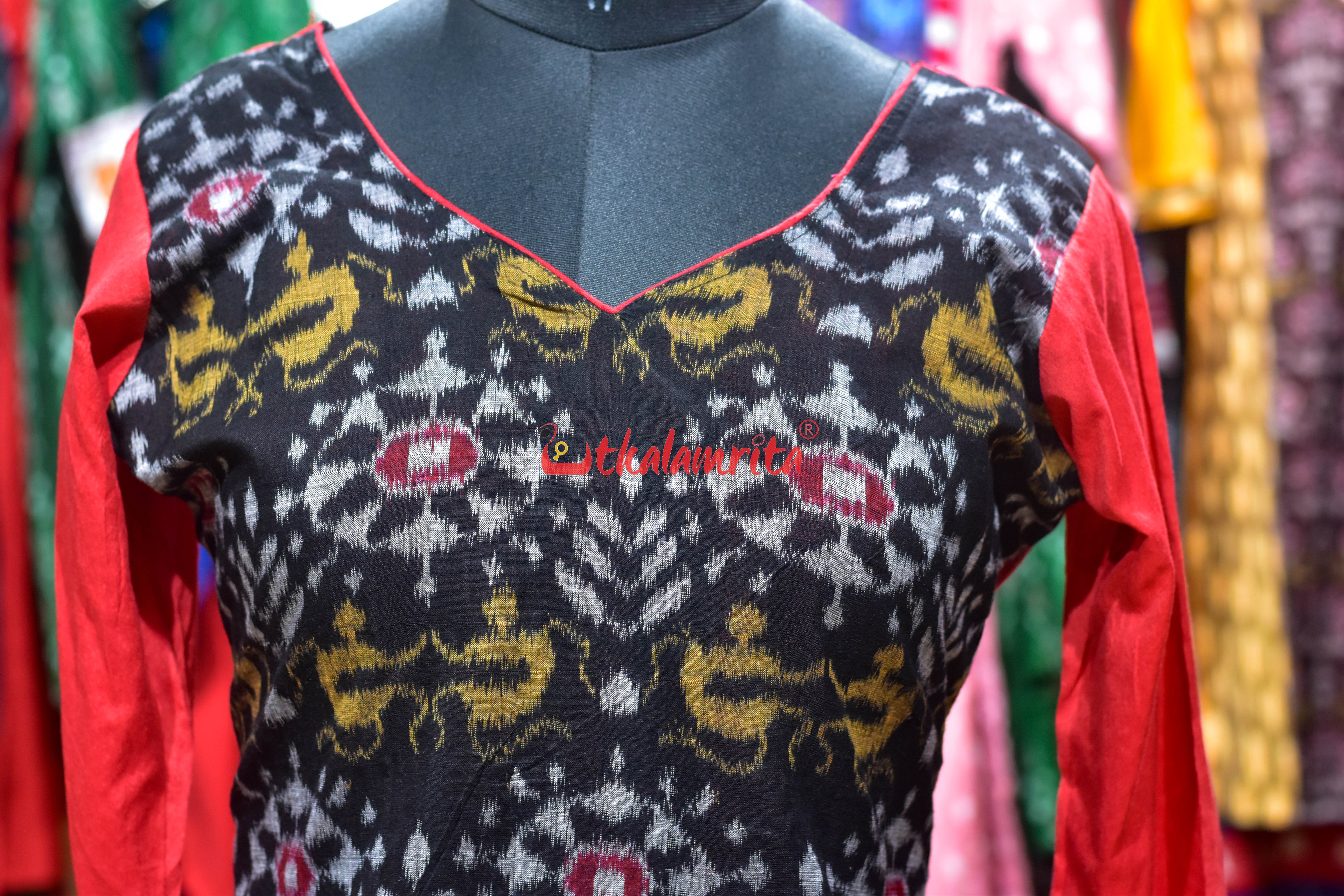 Red Ember Sambalpuri Ladies Kurta