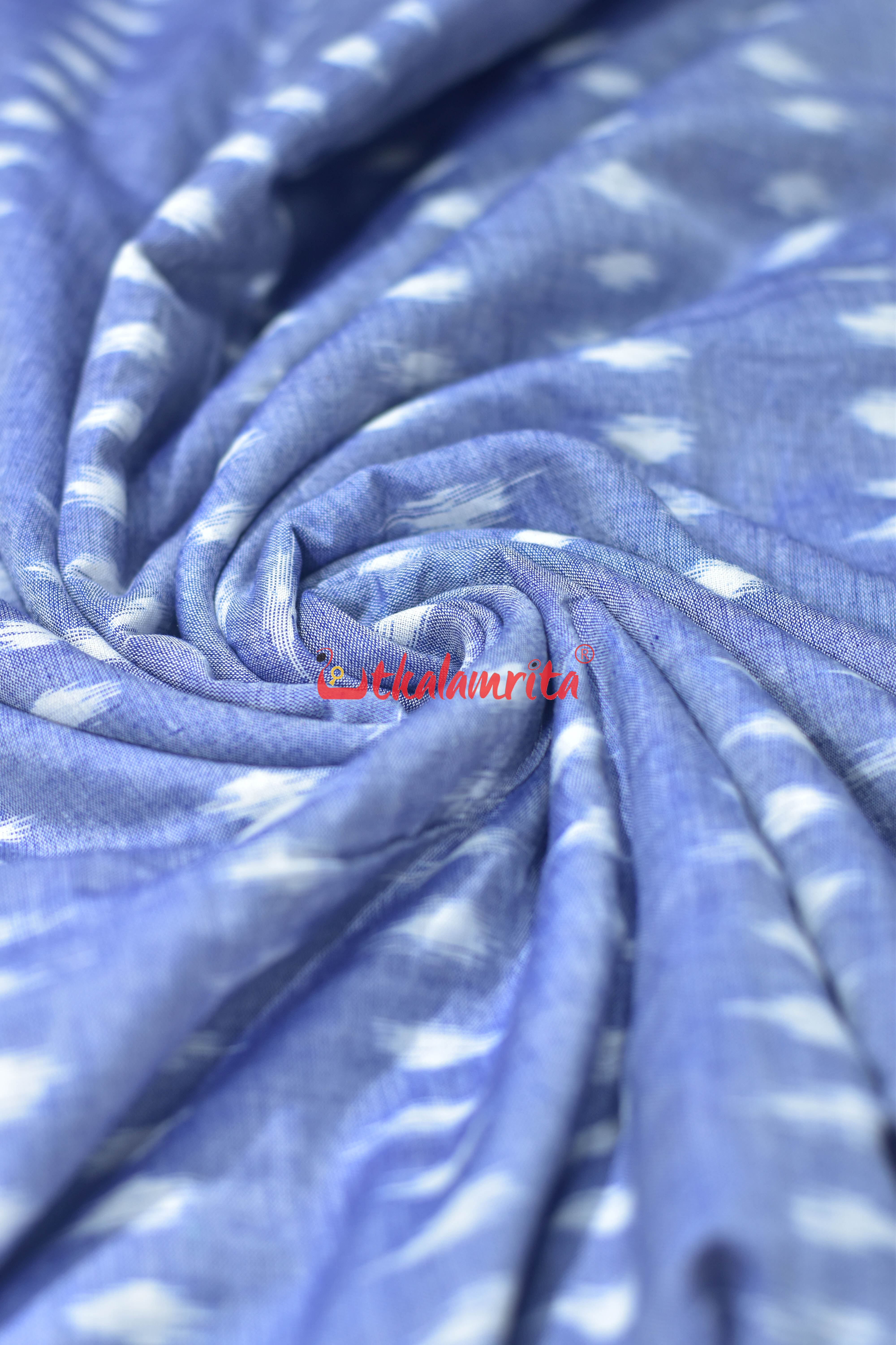 Sky Blue Godi Bindu Ikat Cotton (Fabric)