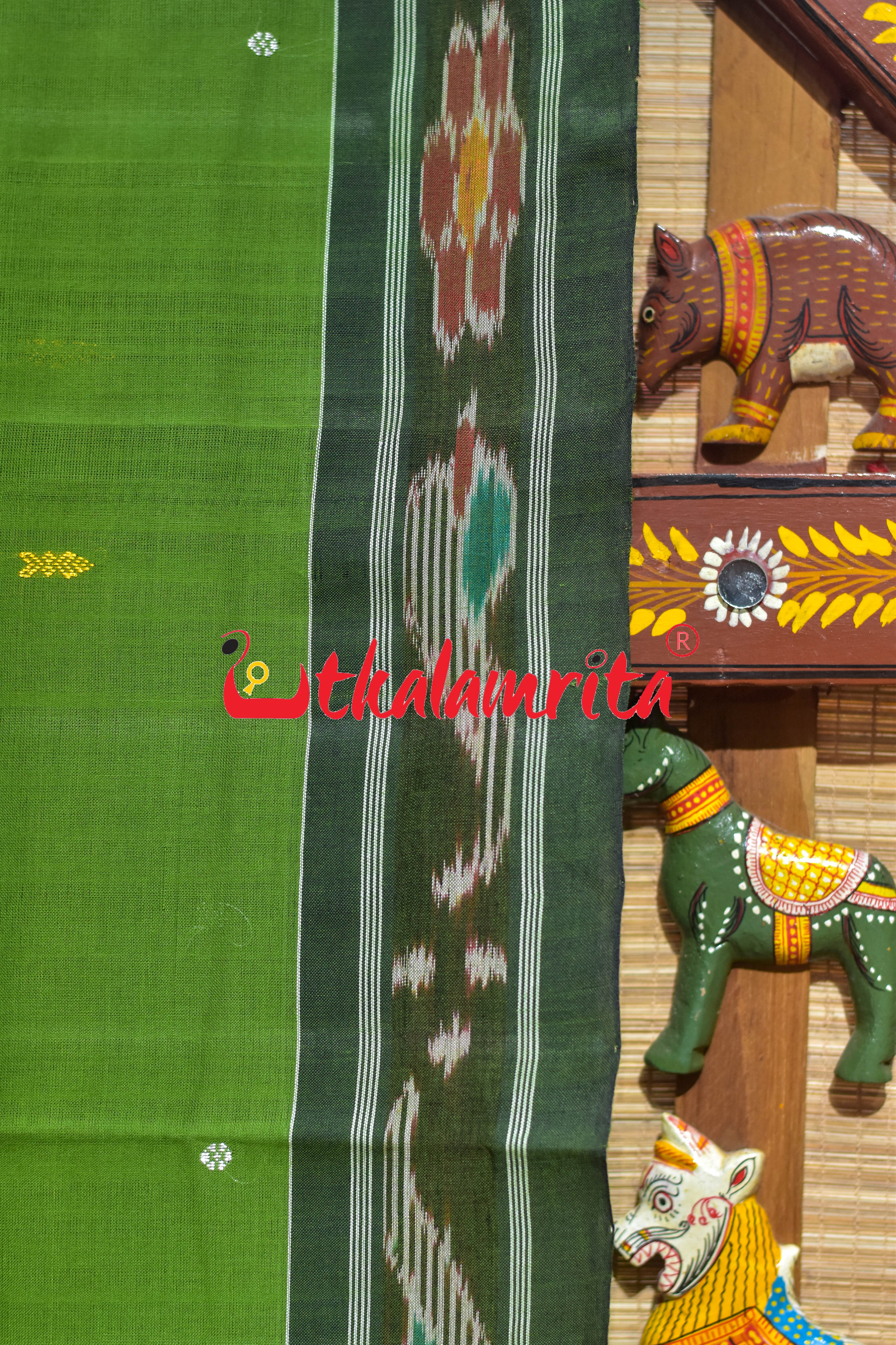 Green Black Chadhei Pittala Single Cotton Saree