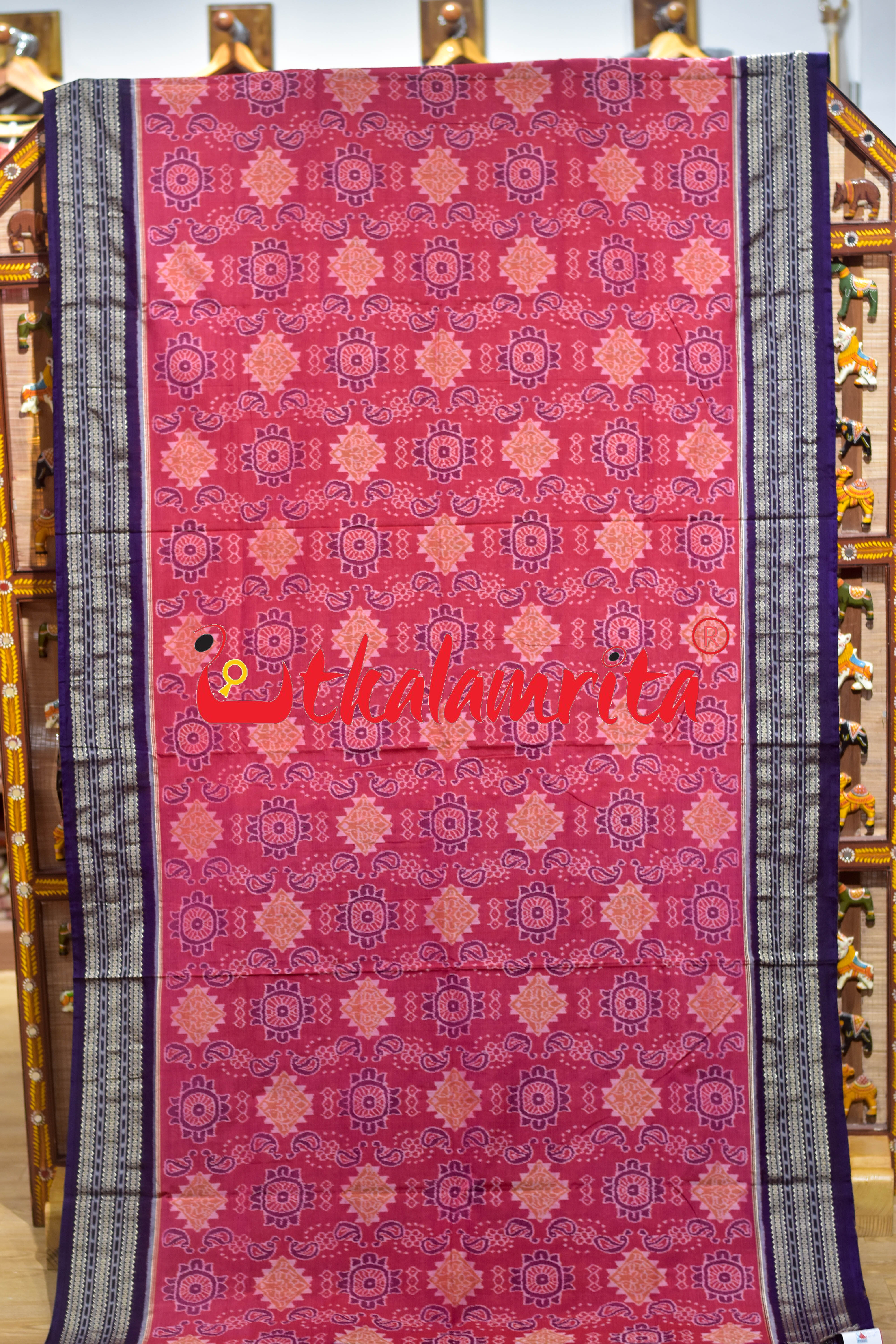 Pink Purple Double Mayura Sambalpuri Cotton Saree