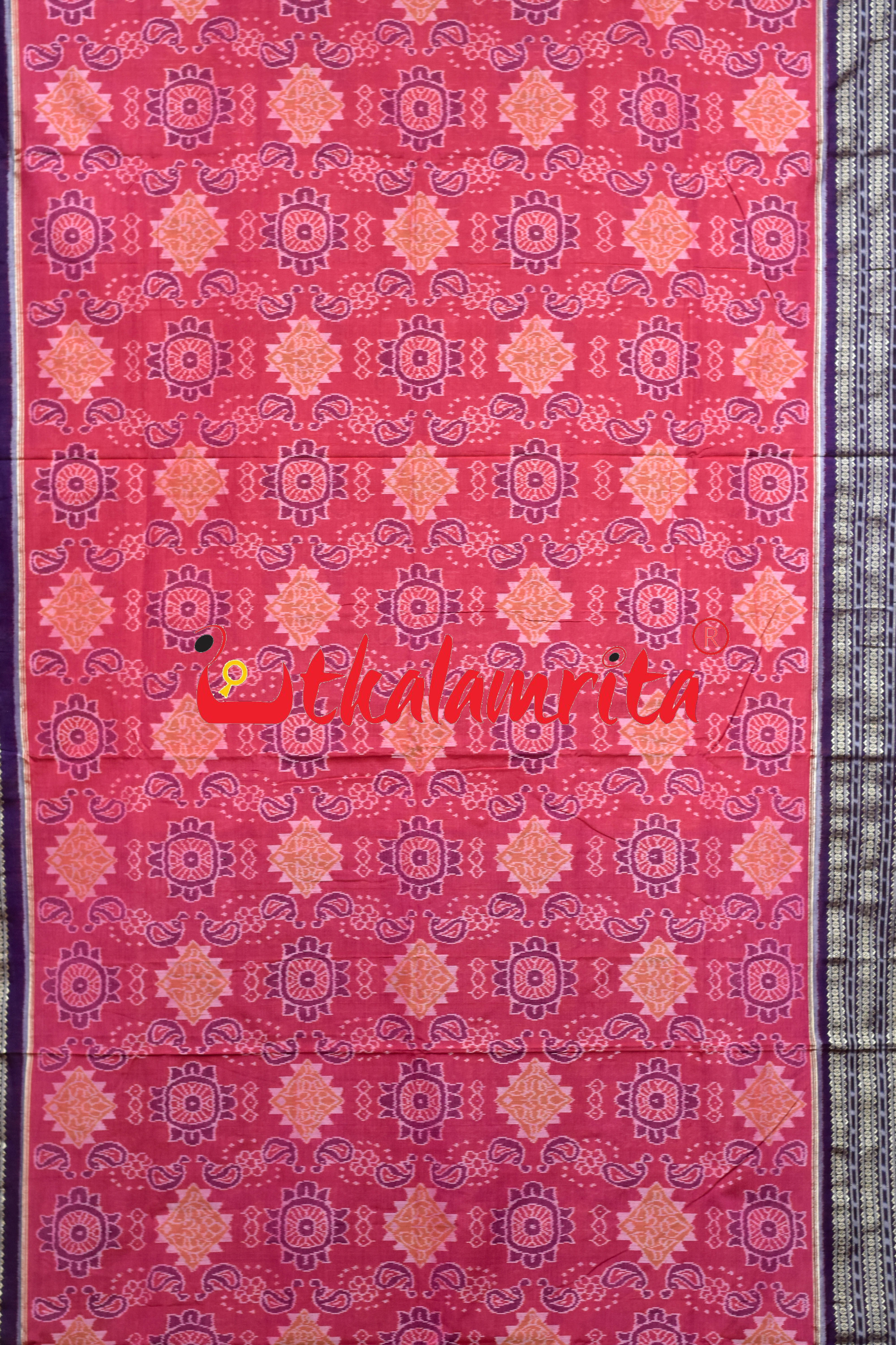 Pink Purple Double Mayura Sambalpuri Cotton Saree
