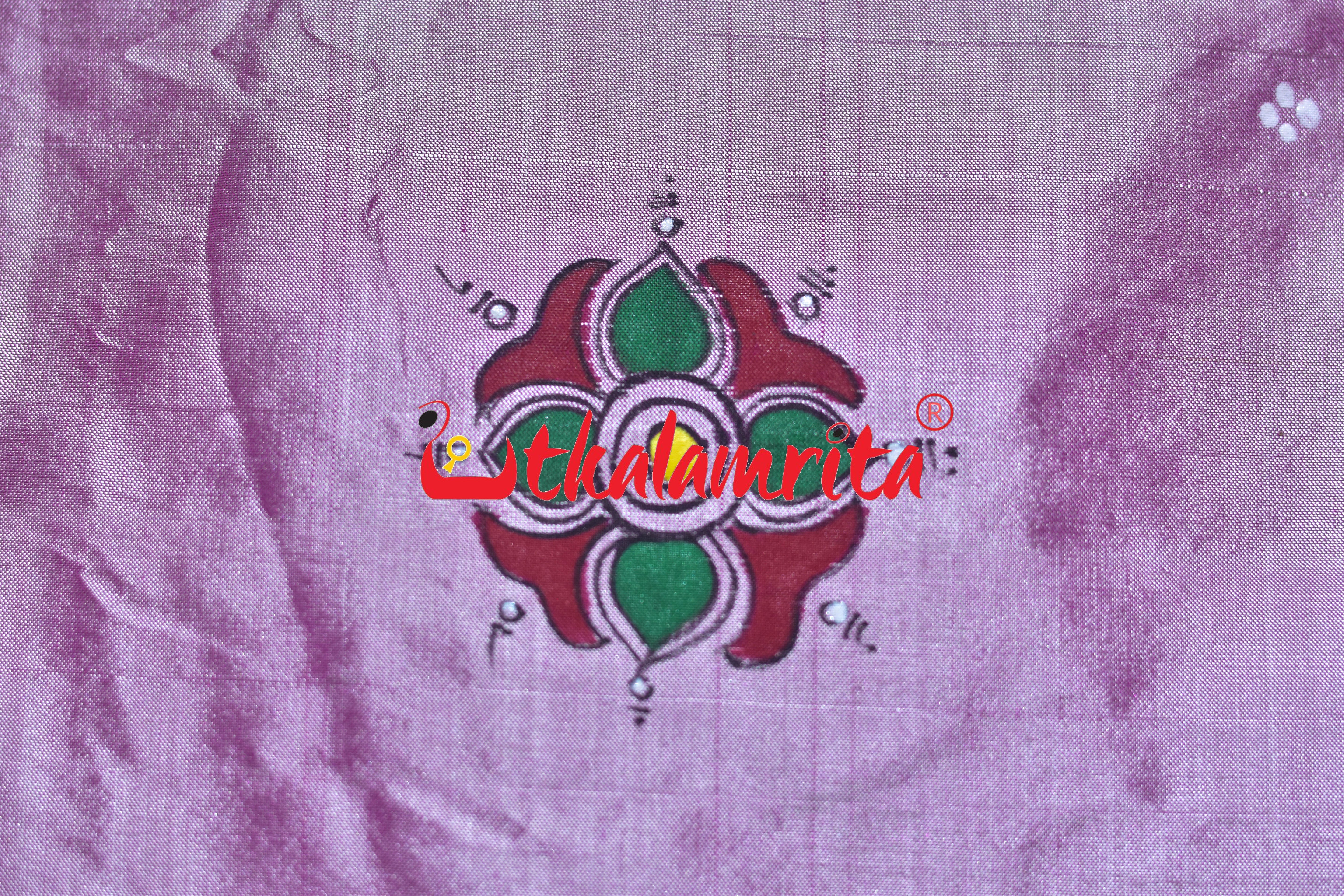 Light Pink Raja Rani on Elephant Pattachitra Silk Saree