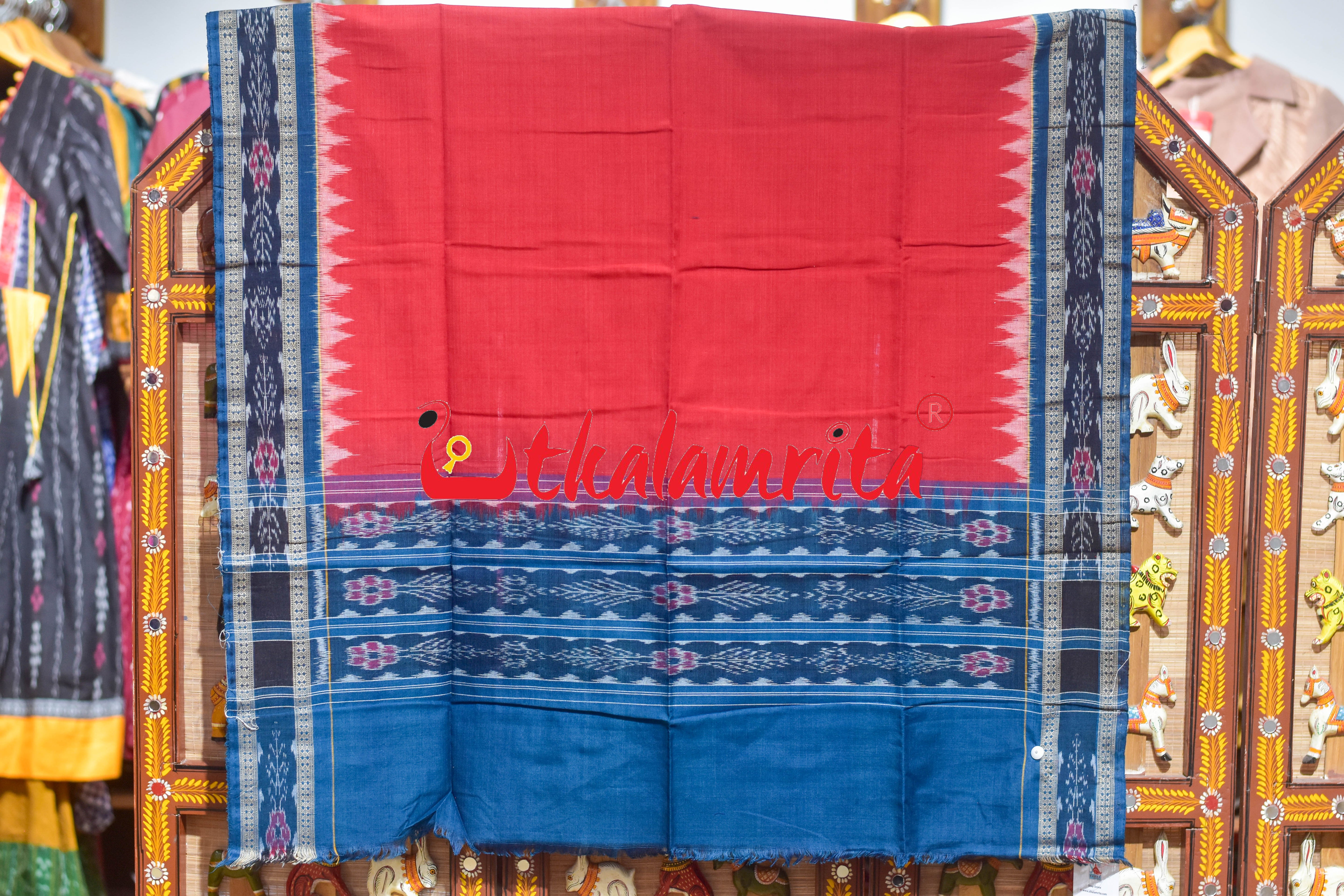 Sea Blue Double Elephant Sambalpuri Cotton Dress Set