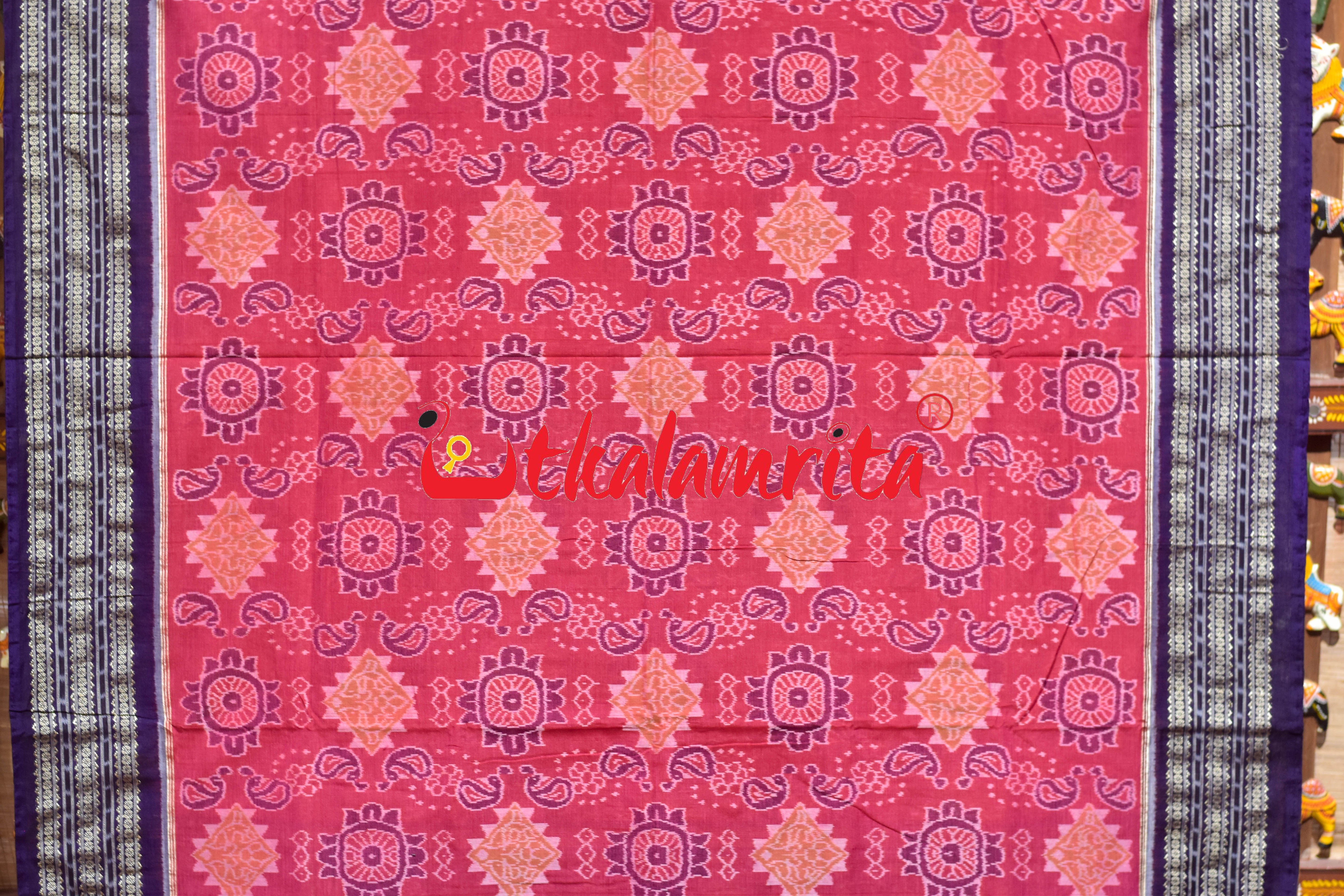 Pink Purple Double Mayura Sambalpuri Cotton Saree