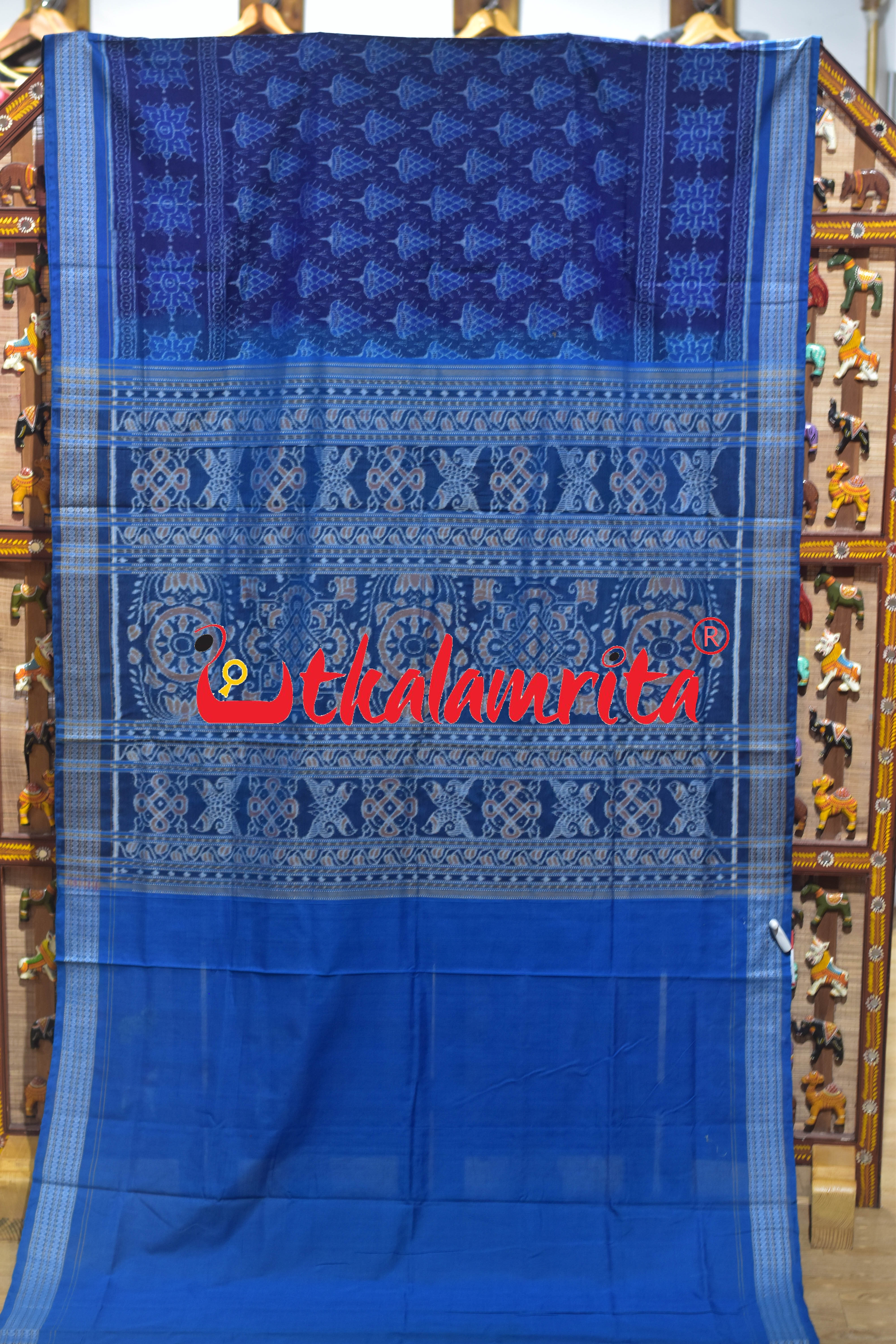 Blue Purple Double Mayura Sambalpuri Cotton Saree