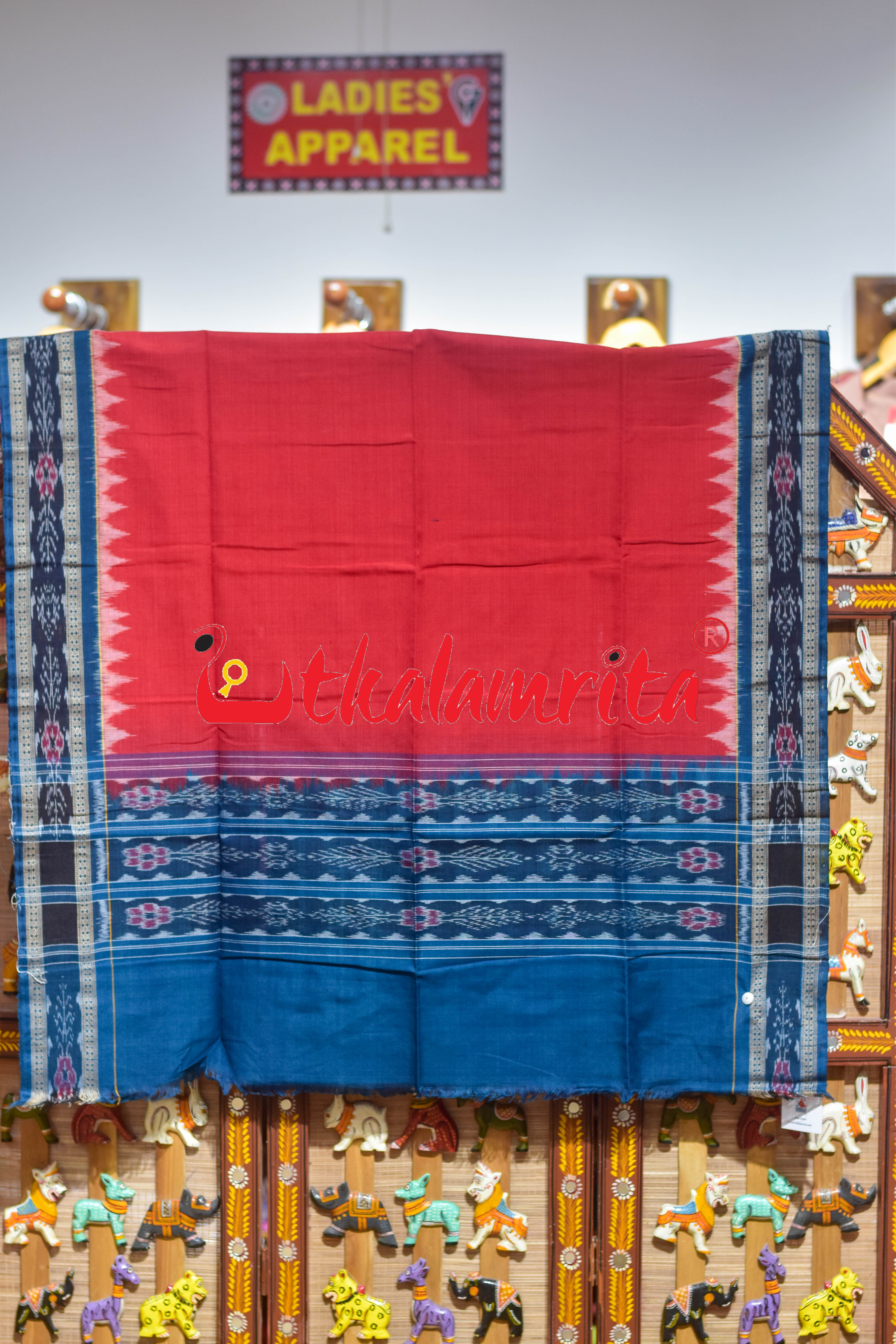 Sea Blue Double Elephant Sambalpuri Cotton Dress Set
