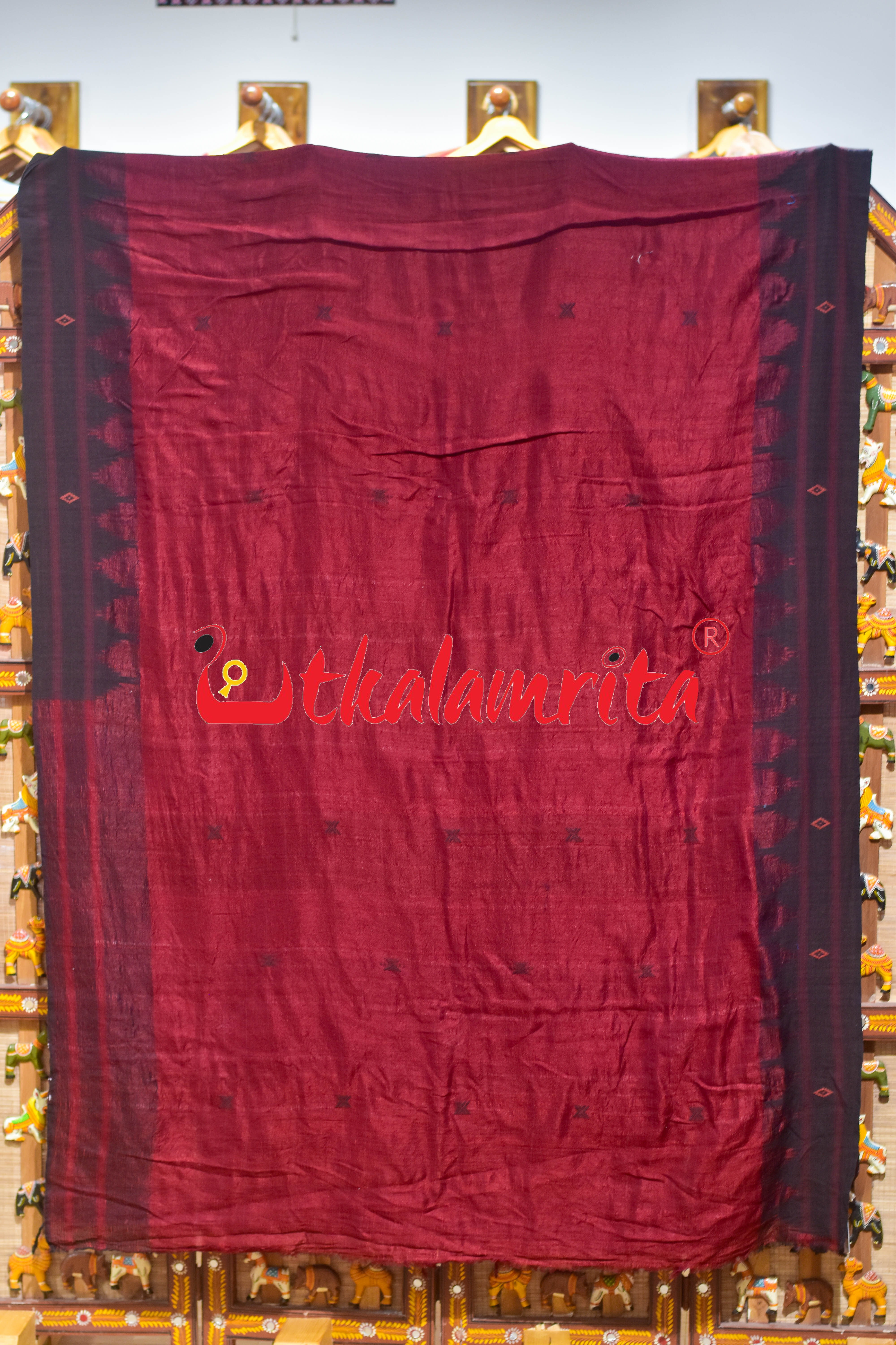 Red Black Adibasi Tusaar Kotpad Silk Saree