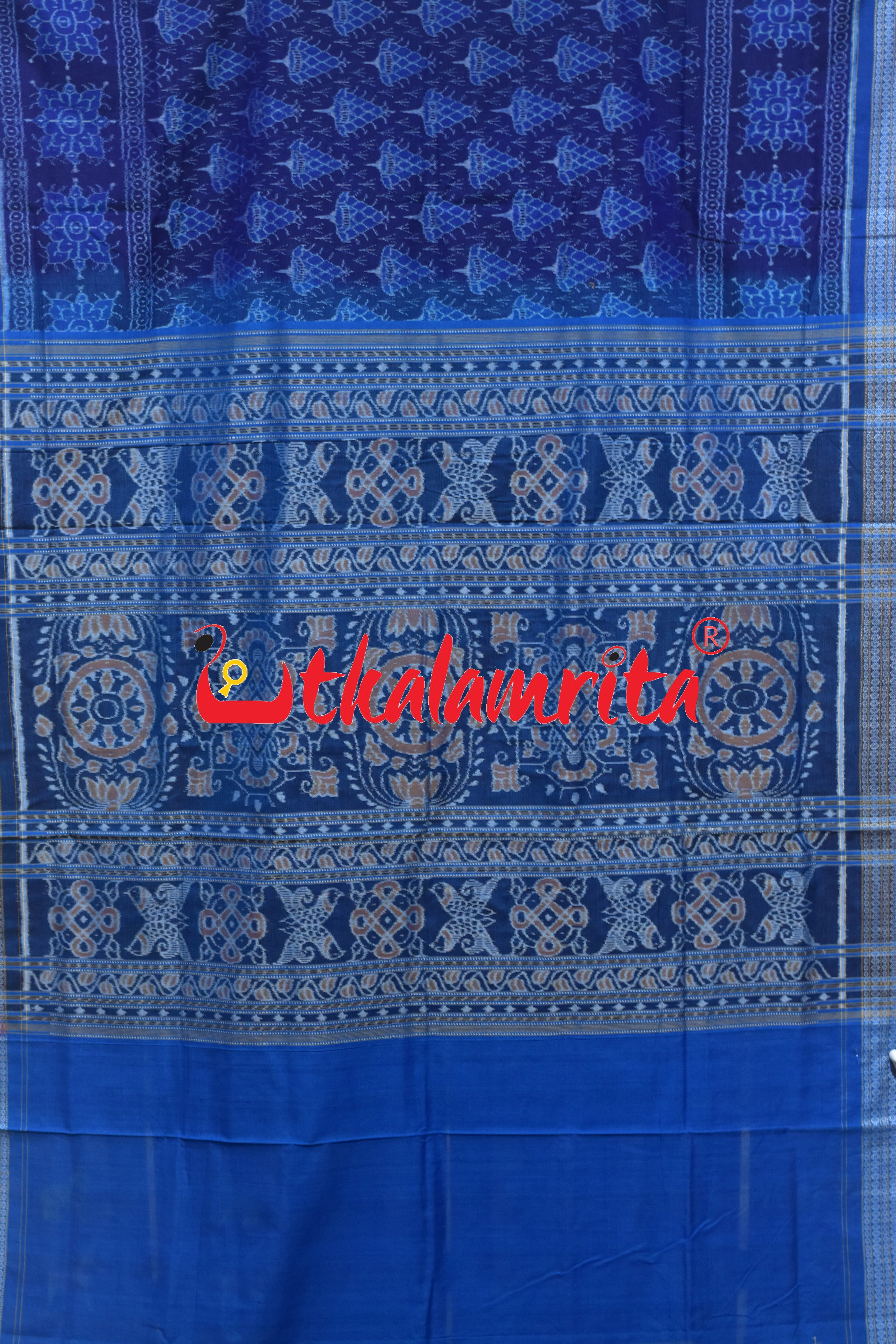 Blue Purple Double Mayura Sambalpuri Cotton Saree