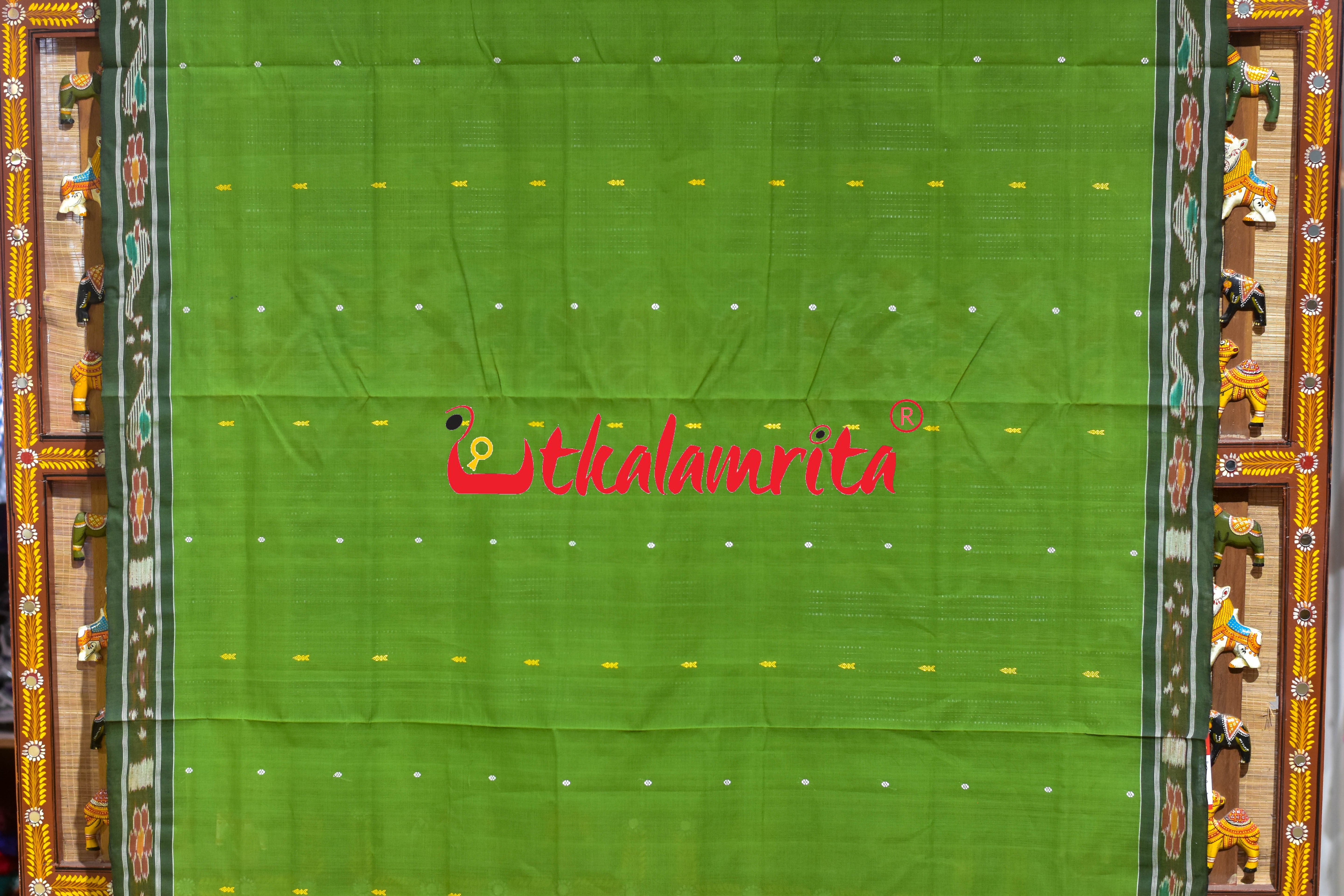 Green Black Chadhei Pittala Single Cotton Saree