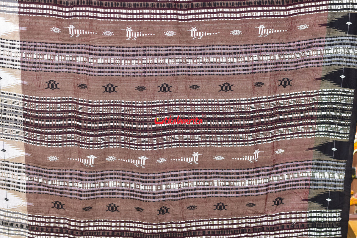 Old Rose Black White Border Tussar Kotpad Saree